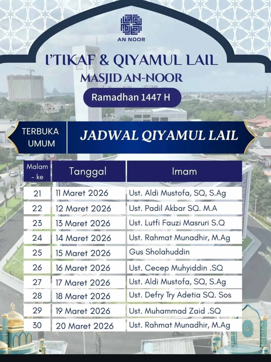 L'ITIKAF & QIYAMUL LAIL MASJID AN-NOOR Ramadhan 1447 H