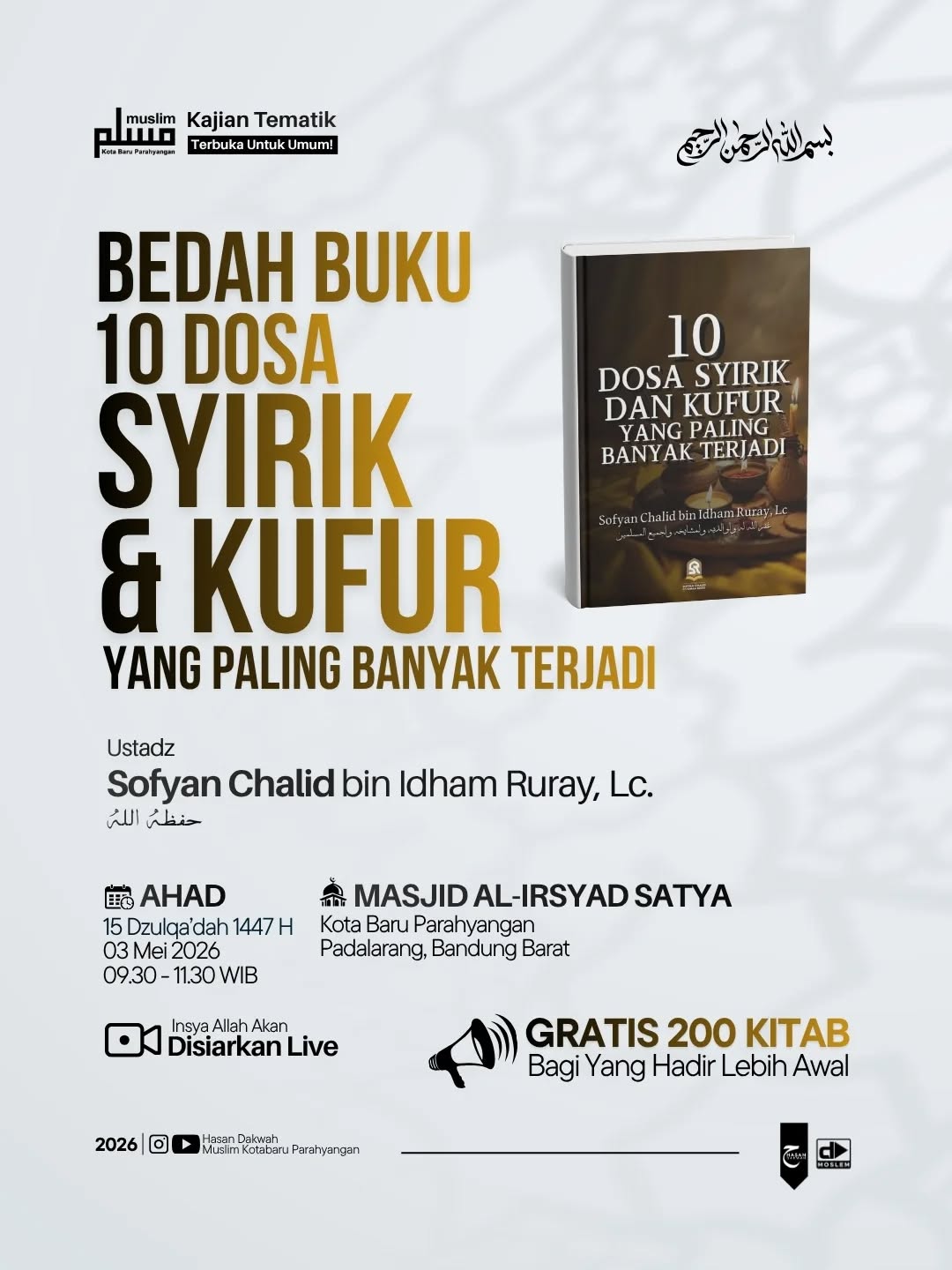 Bedah Buku 10 Dosa Syirik dan Kufur yang Paling Banyak Terjadi