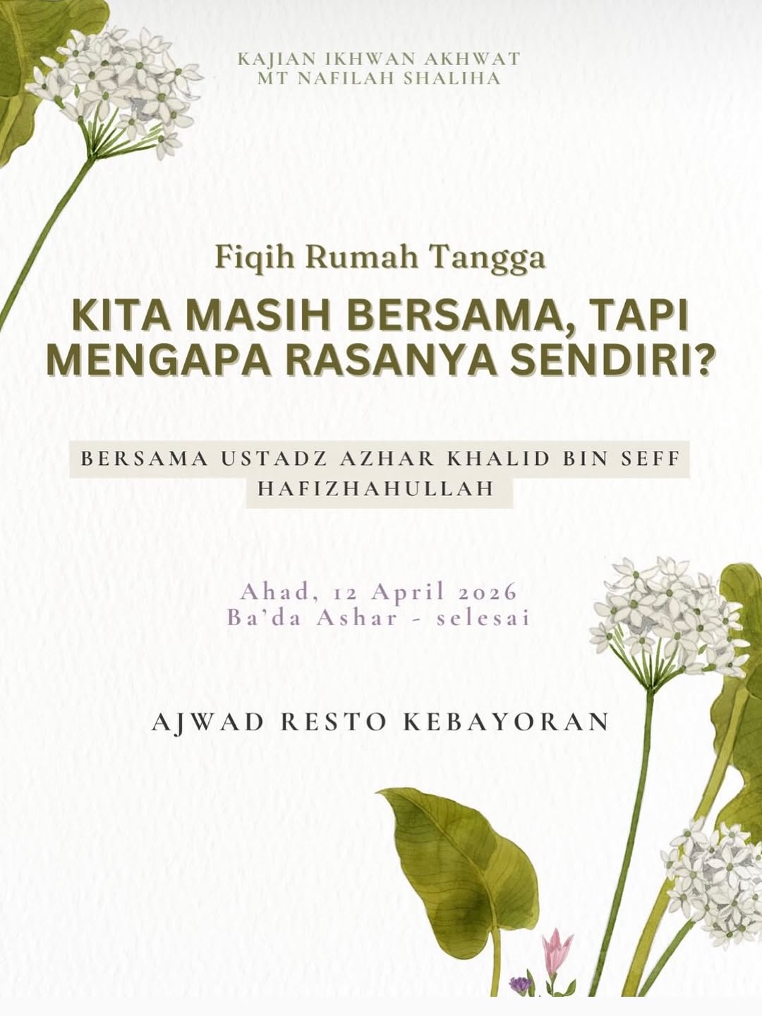 KITA MASIH BERSAMA, TAPI MENGAPA RASANYA SENDIRI?