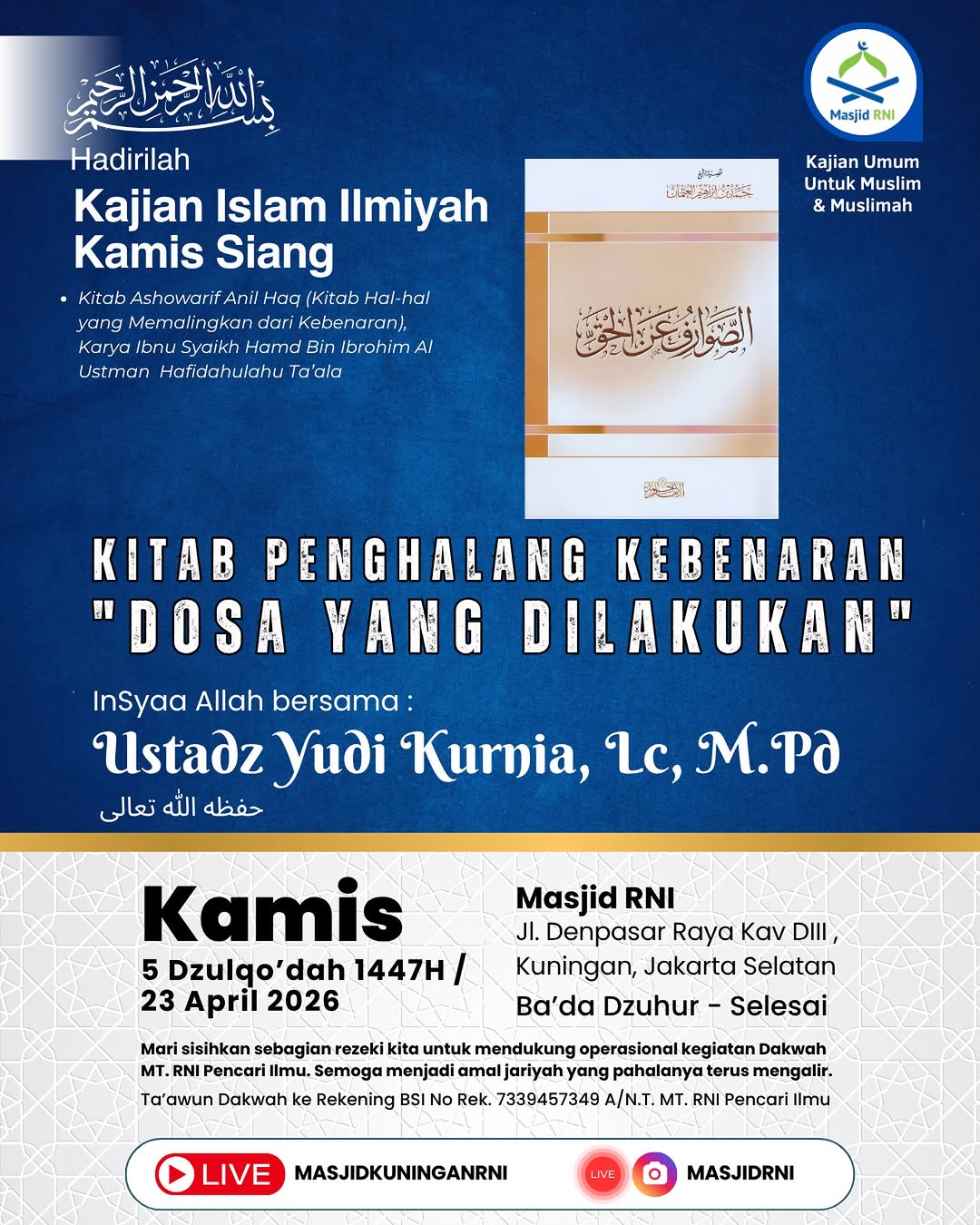 Kajian Islam Ilmiyah Kamis Siang
