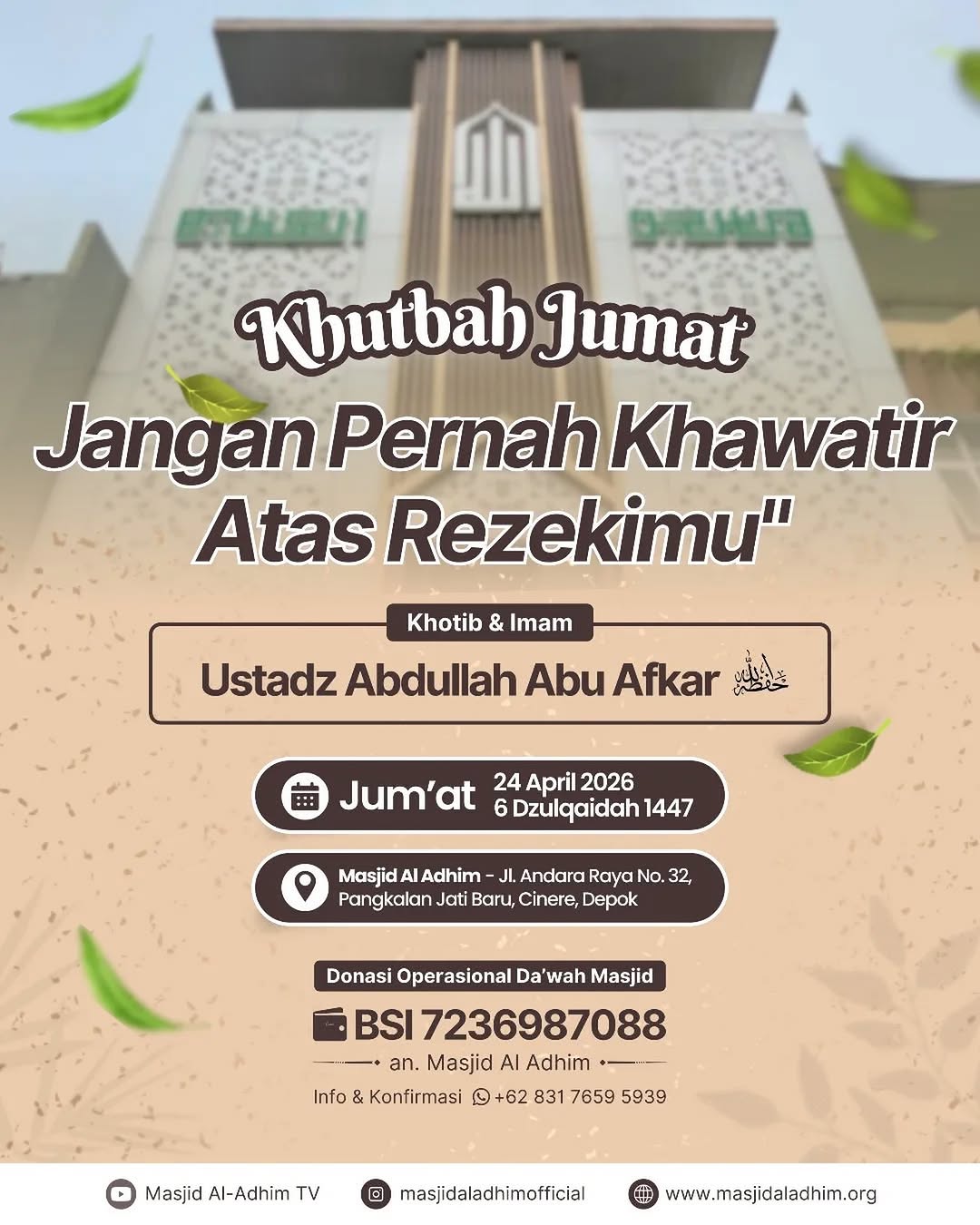 Khutbah Jumat Jangan Pernah Khawatir Atas Rezekimu