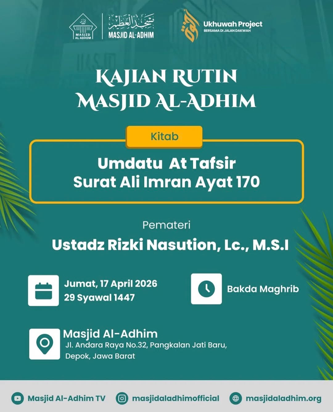 Kajian Rutin Masjid Al-Adhim