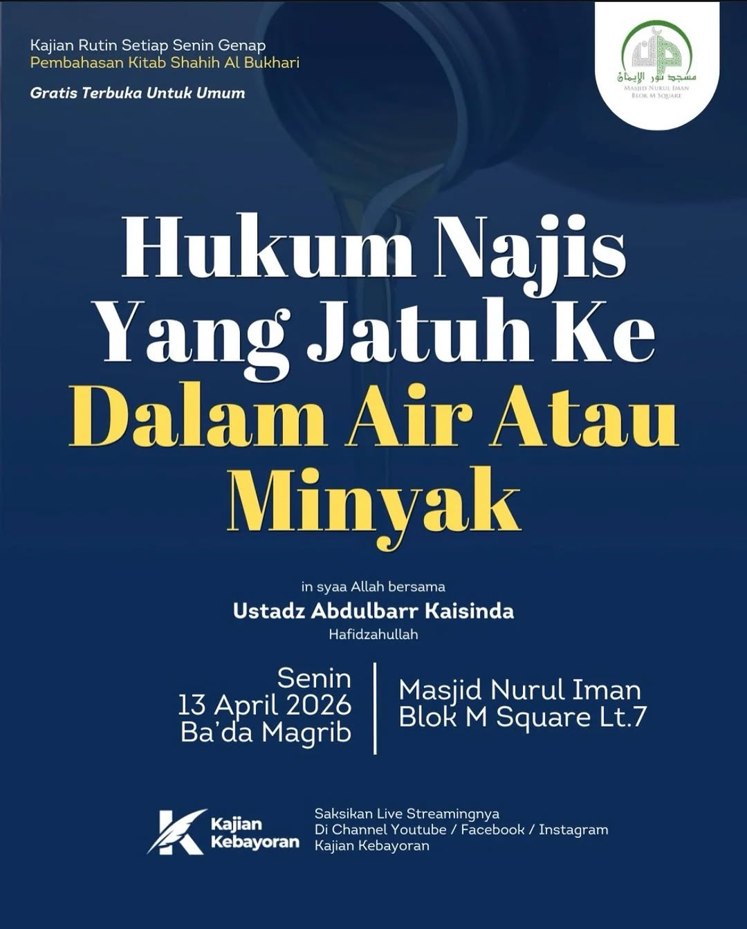 Hukum Najis Yang Jatuh Ke Dalam Air Atau Minyak