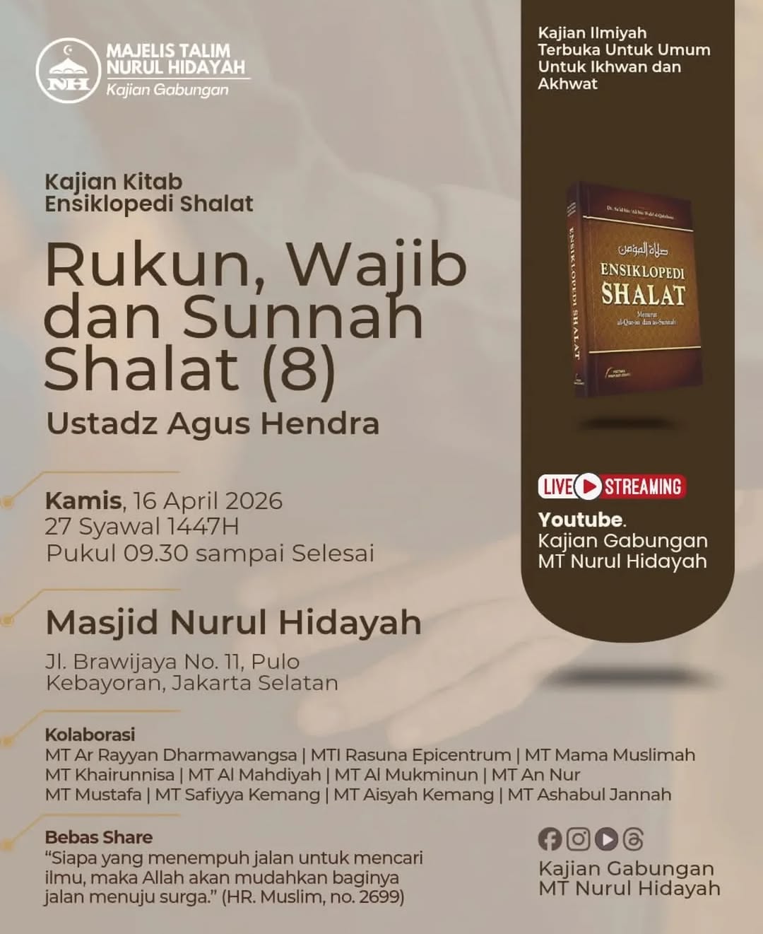 Rukun, Wajib dan Sunnah Shalat (8)