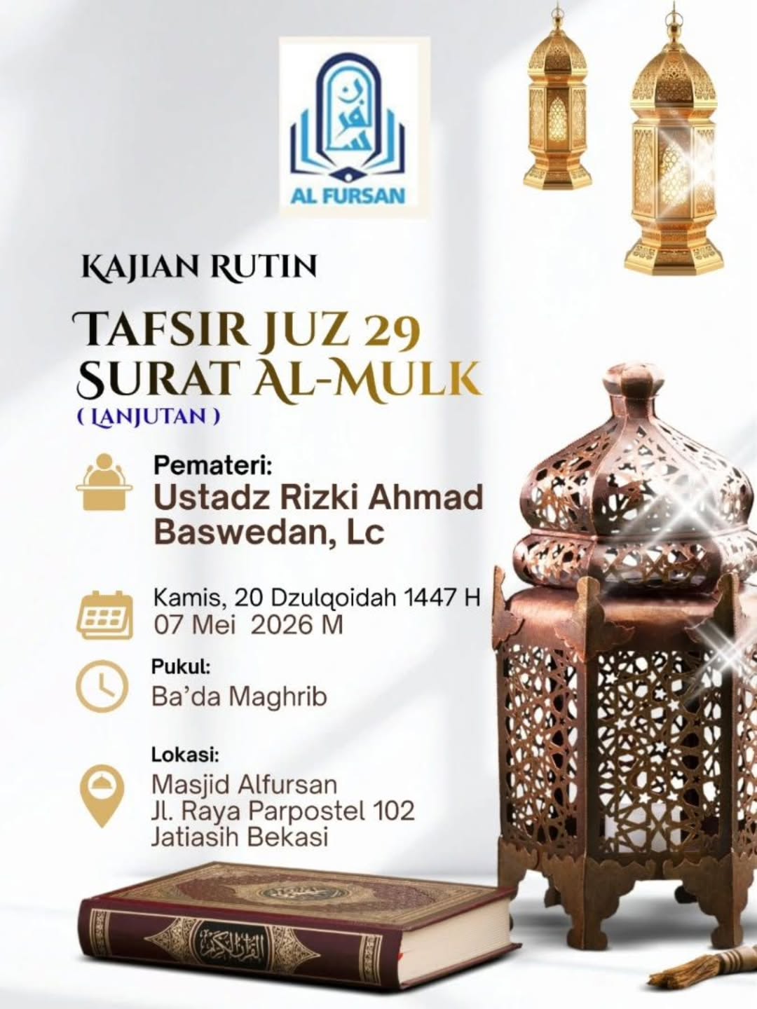 Kajian Rutin Tafsir Juz 29 Surat Al-Mulk (Lanjutan)