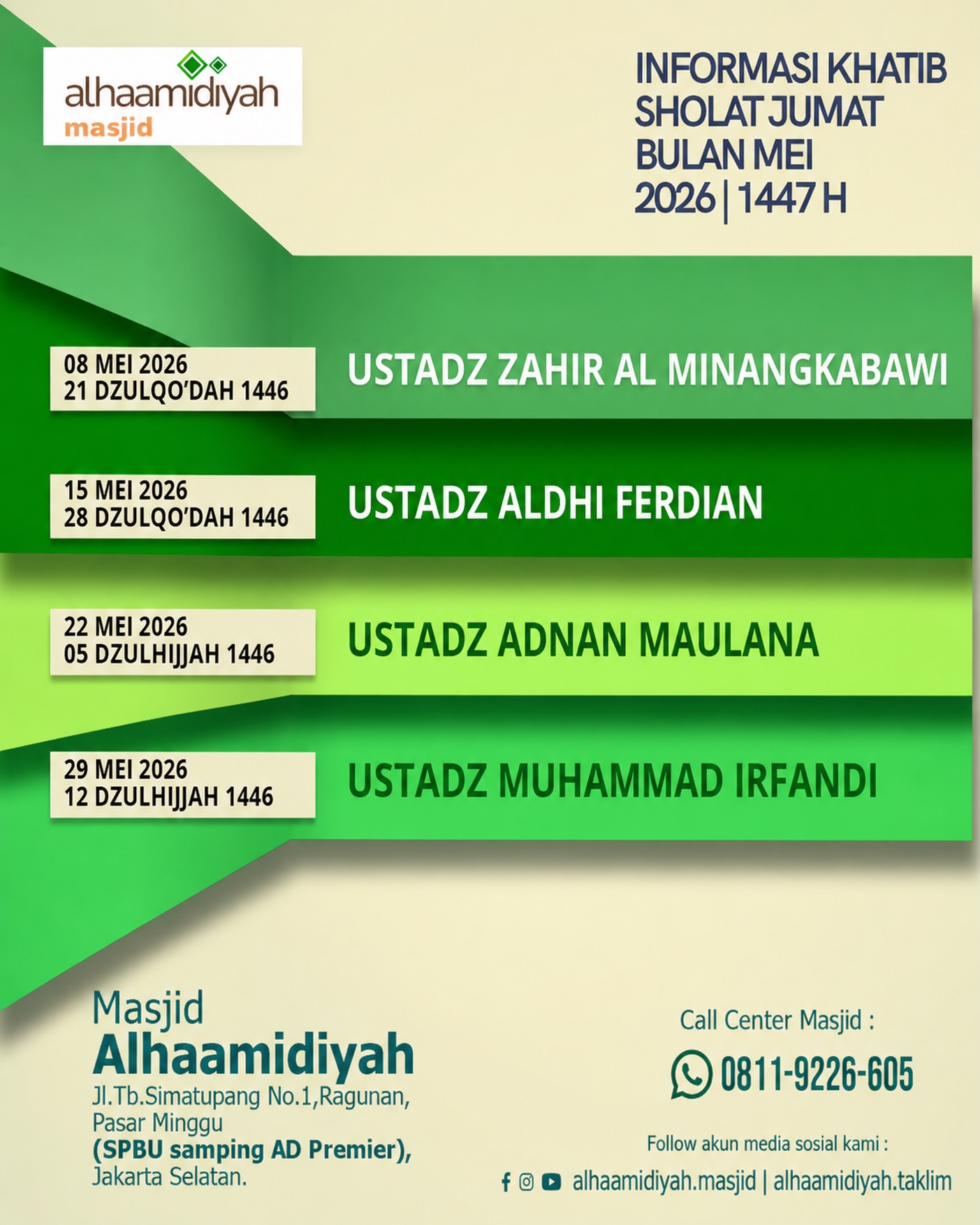 Kajian Jumat bersama Ustadz Zahir Al Minangkabawi