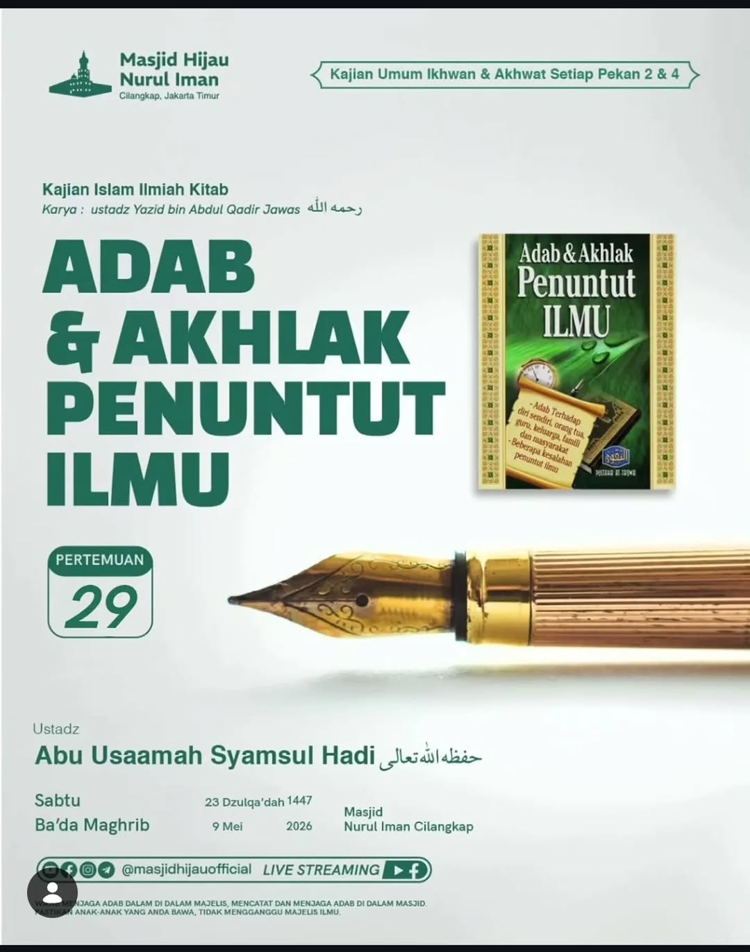 Adab & Akhlak Penuntut Ilmu