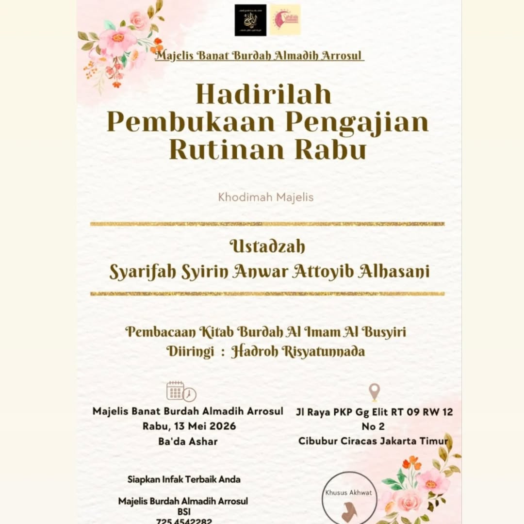 Hadirilah Pembukaan Pengajian Rutinan Rabu