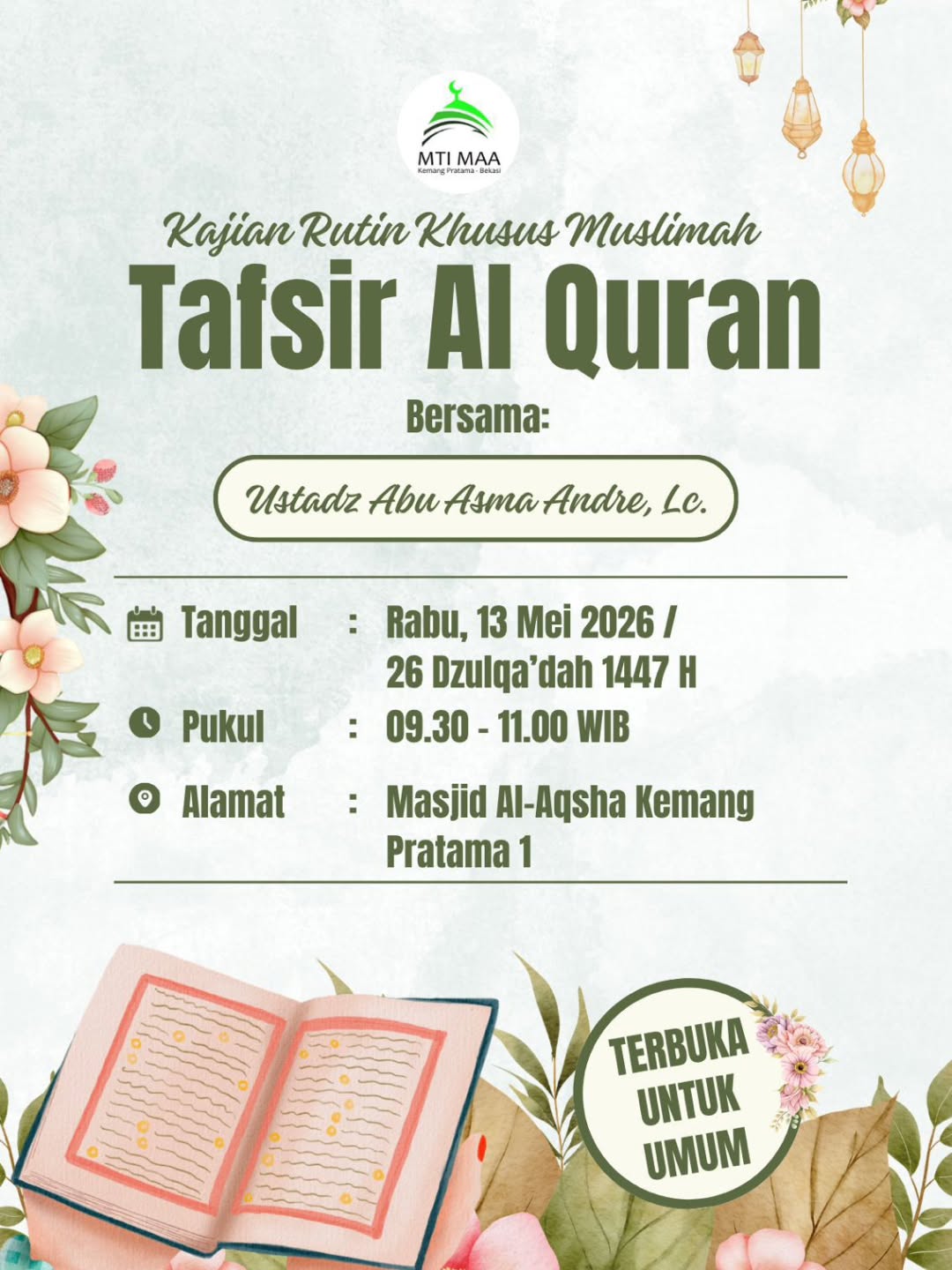 Kajian Rutin Khusus Muslimah Tafsir Al Quran