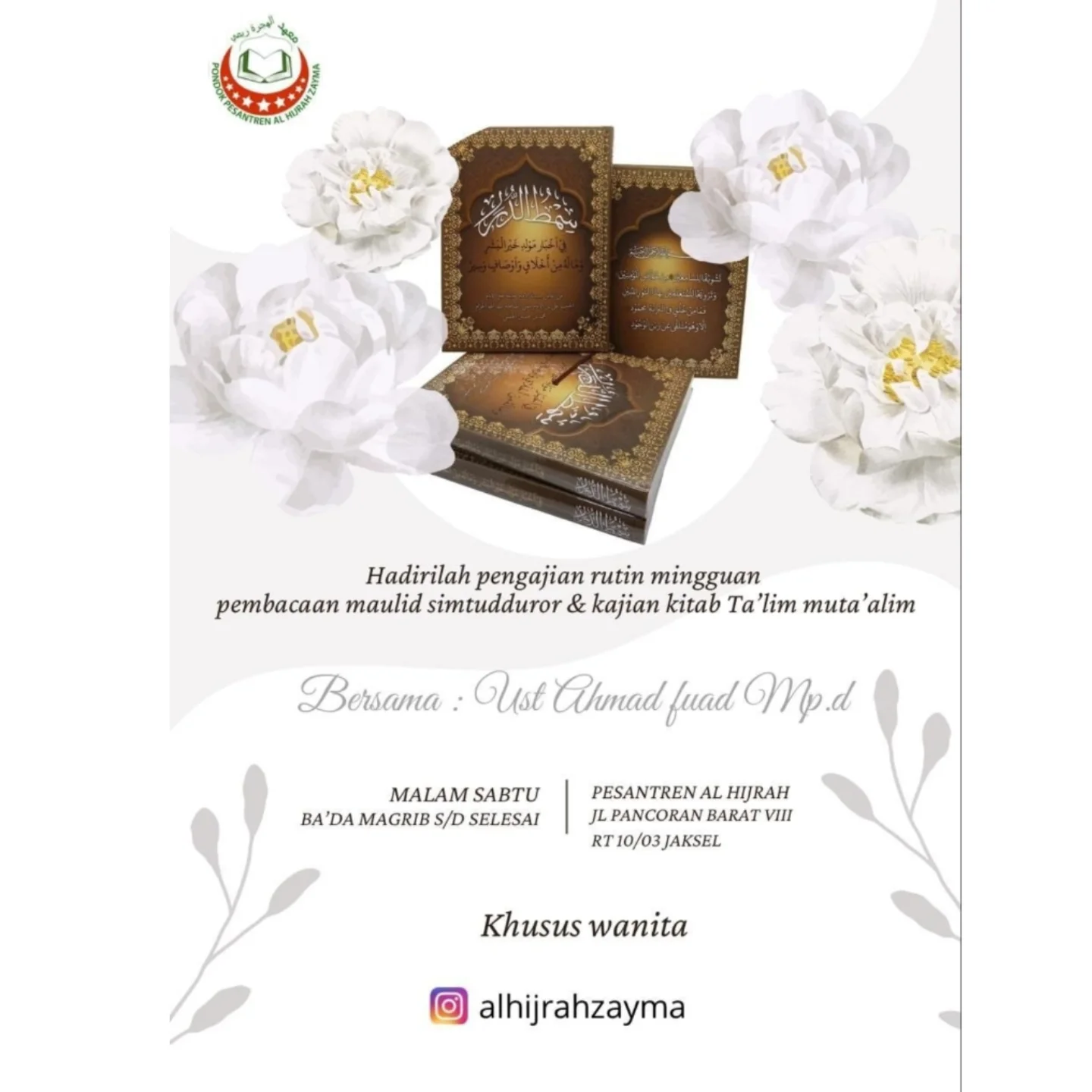 Pengajian Muslimah Jumat: Pembacaan Maulid Simtudduuror & Kajian Kitab Ta'lim Muta'alim