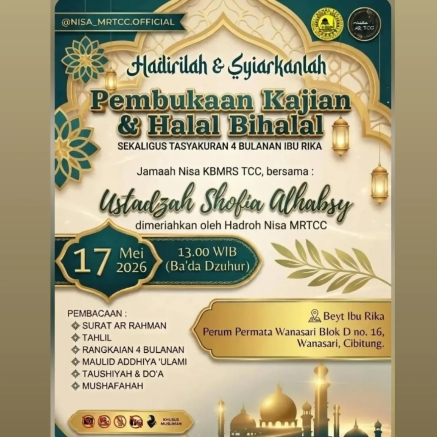 Hadirilah & Syiarkanlah Pembukaan Kajian & Halal Bilhalal