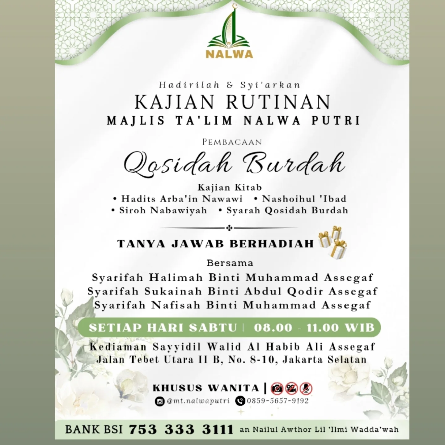Kajian Rutin Majlis Ta'lim Nalwa Putri