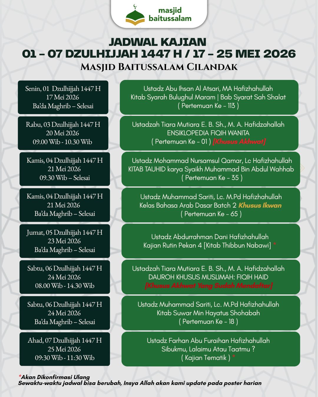 DAUROH KHUSUS MUSLIMAH: FIQIH HAID