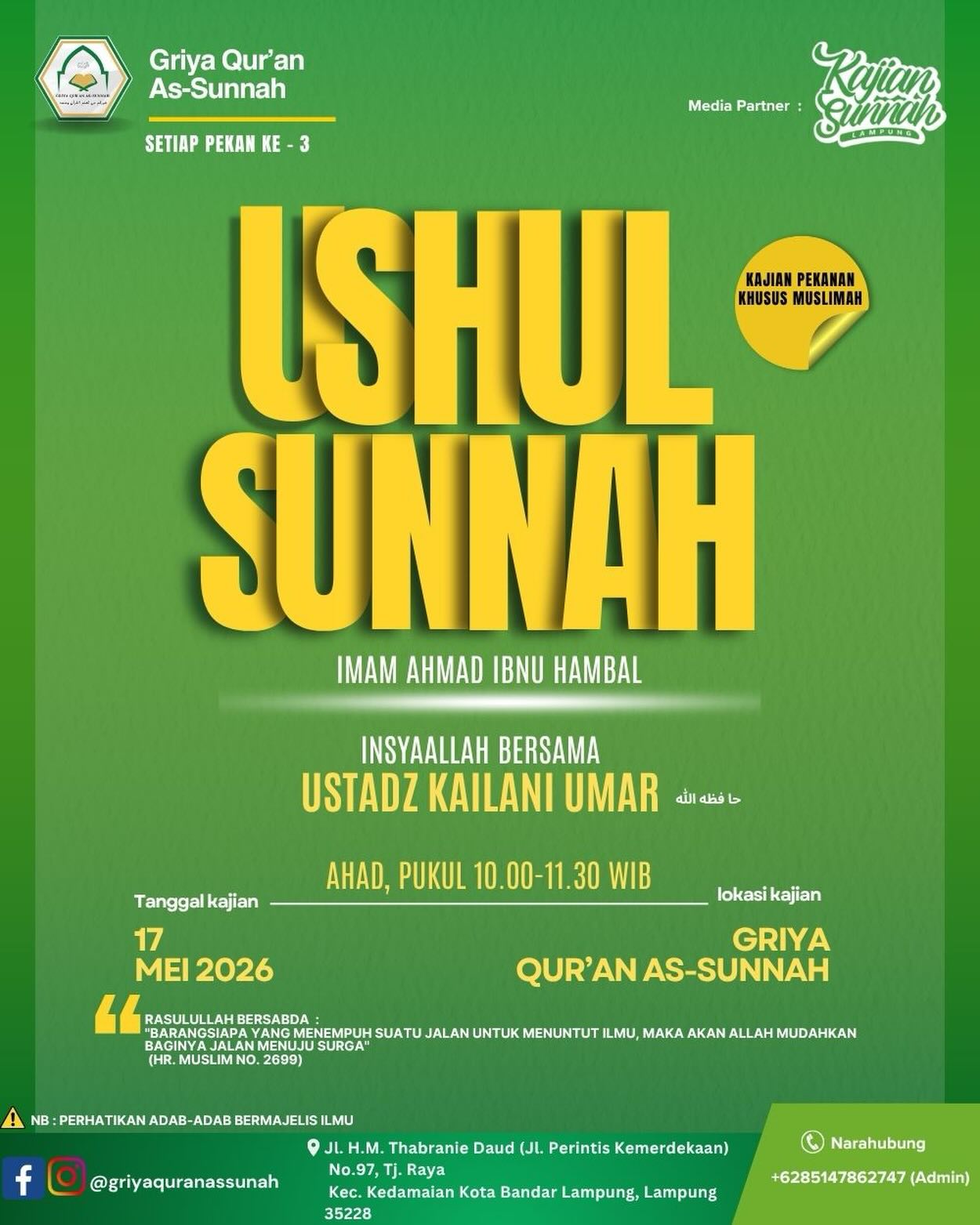 Ushul Sunnah: Imam Ahmad Ibnu Hambal