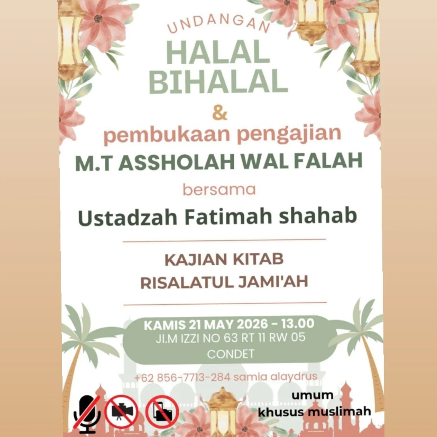 Undangan Halal Bihalal & Pembukaan Pengajian (M.T Assholah Wal Falah)