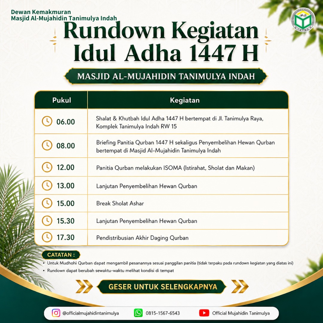 Rundown Kegiatan Idul Adha 1447 H