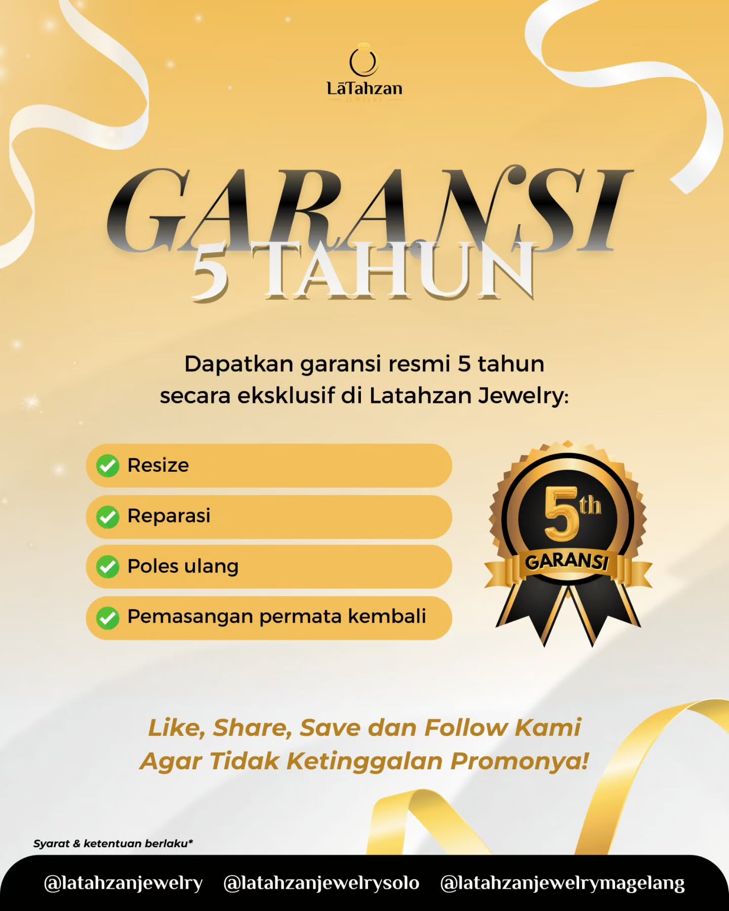 Garansi 5 Tahun Latahzanjewelry