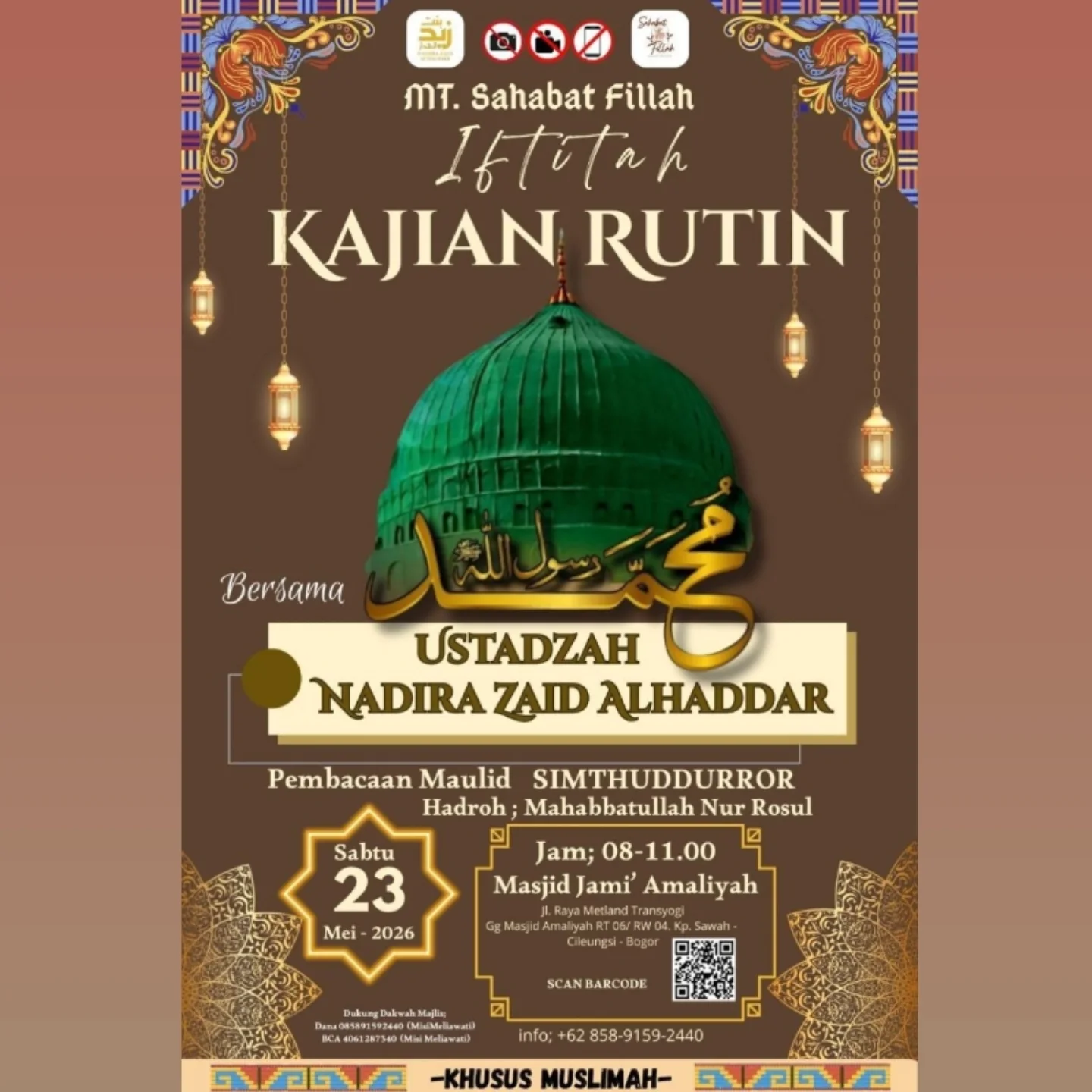 Kajian Rutin Bersama Ustadzah Nadira Zaid Alhaddar