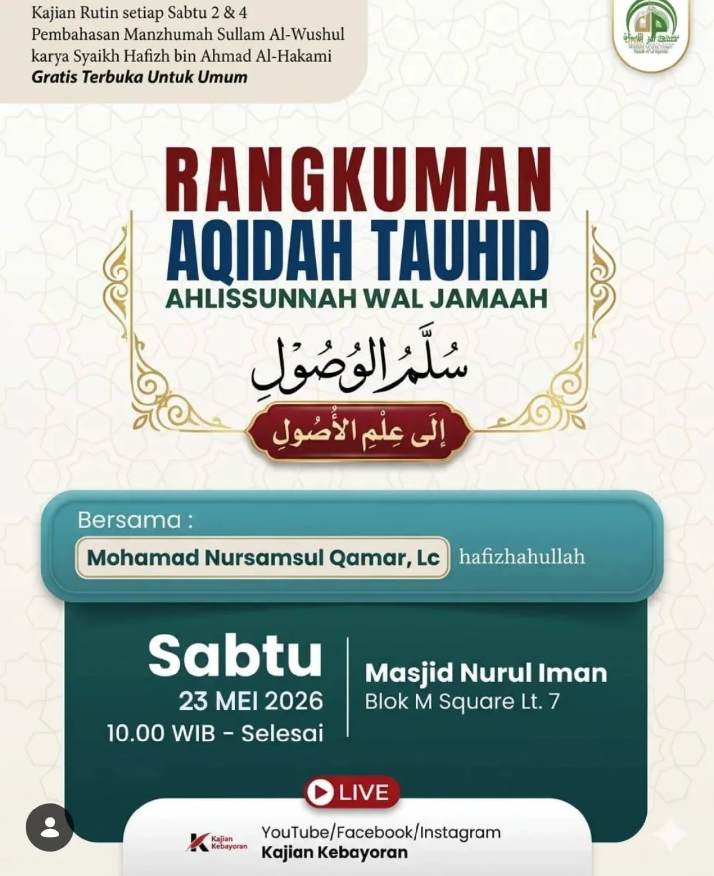 Rangkuman Aqidah Tauhid Ahlissunnah Wal Jamaah