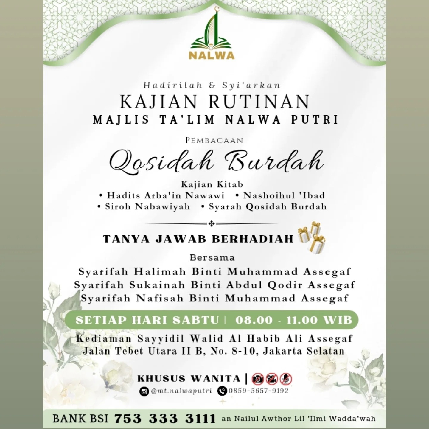 Kajian Rutinan Majlis Ta'lim Nalwa Putri