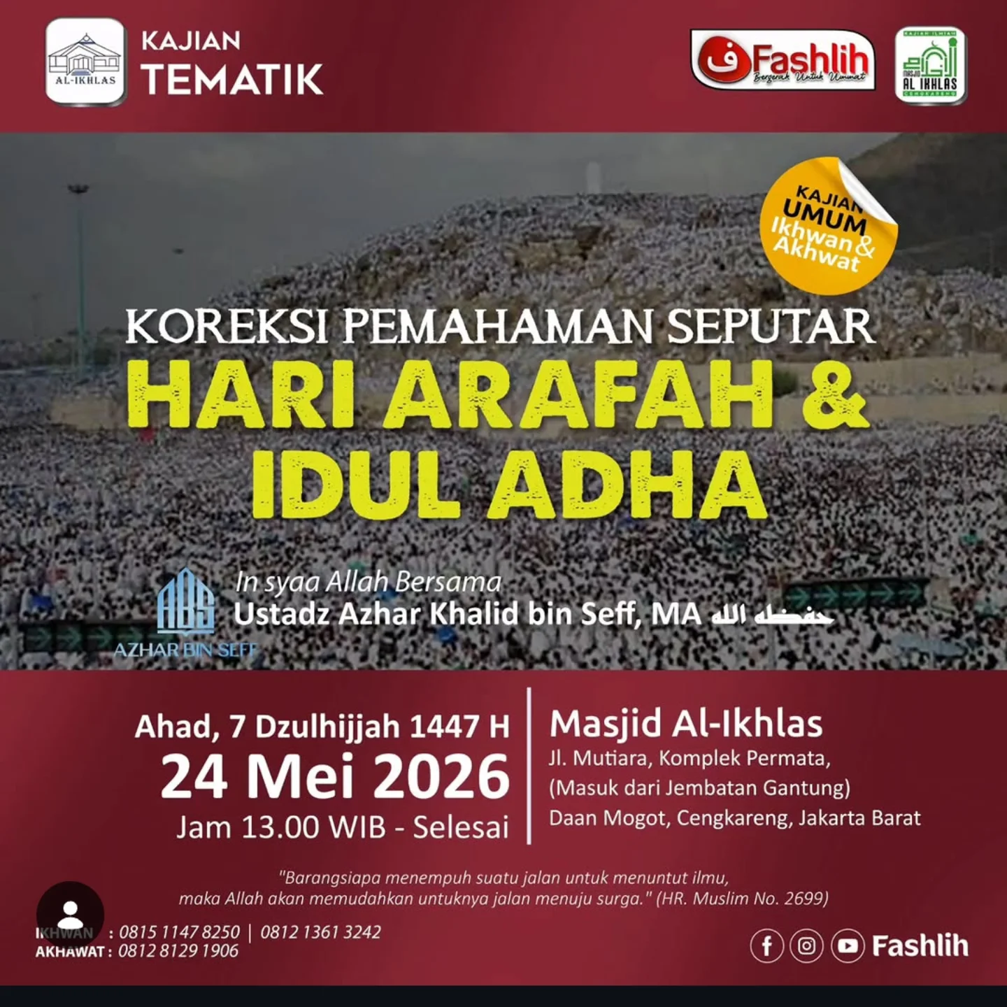 KOREKSI PEMAHAMAN SEPUTAR HARI ARAFAT & IDUL ADHA