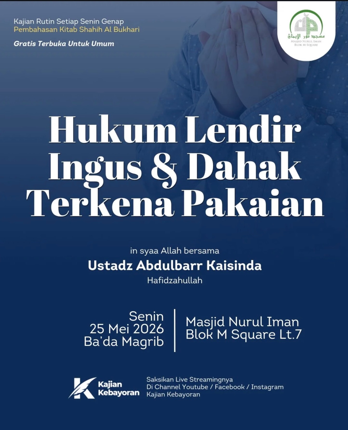 Hukum Lendir, Ingus & Dahak Terkena Pakaian