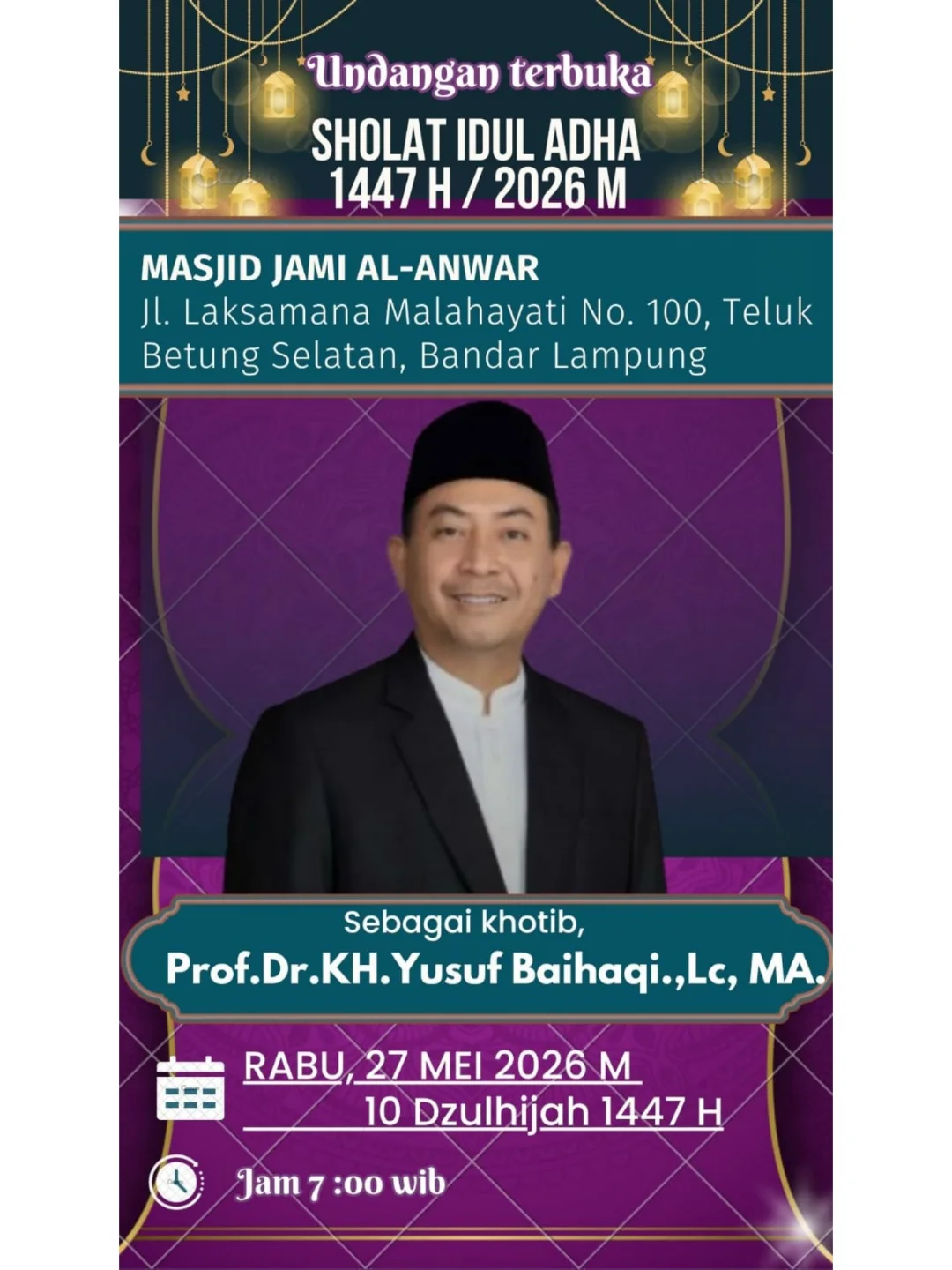 Undangan Terbuka Sholat Idul Adha 1447 H / 2026 M