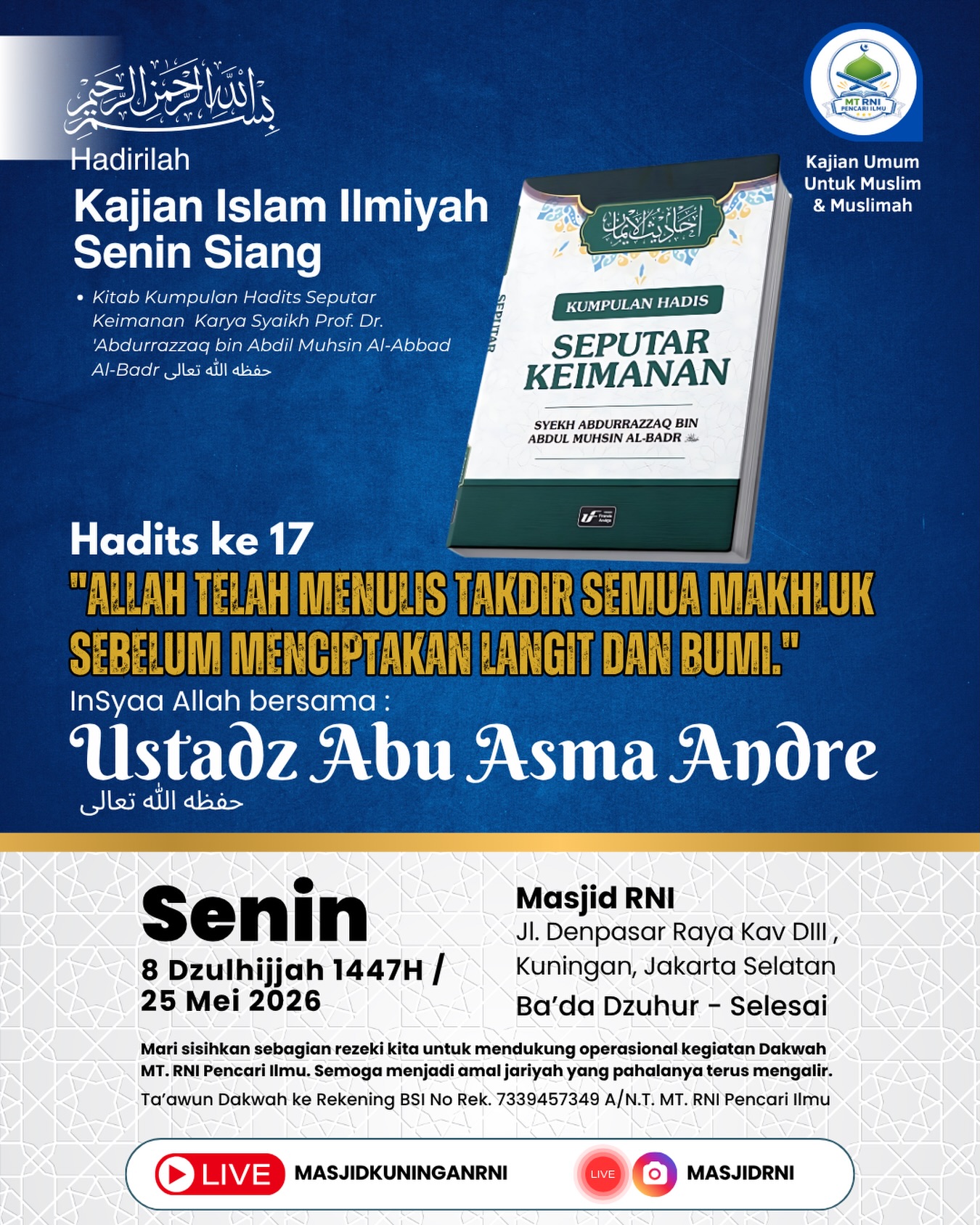 Kajian Islam Ilmiah Senin Siang