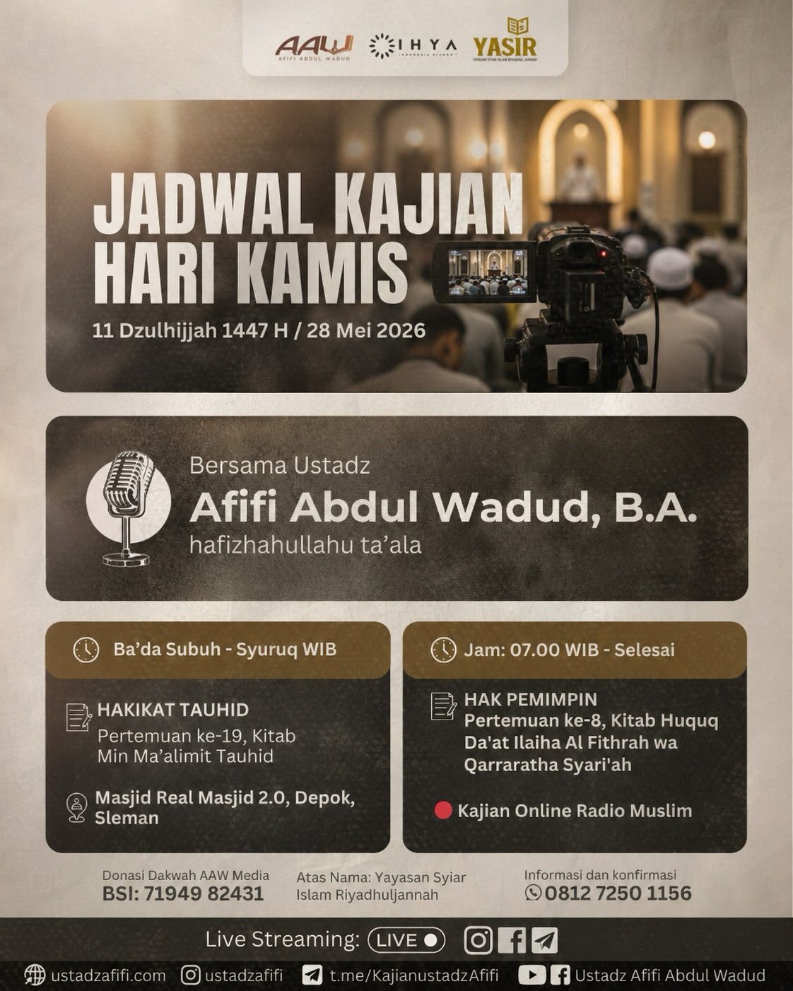 JADWAL KAJIAN HARI KAMIS