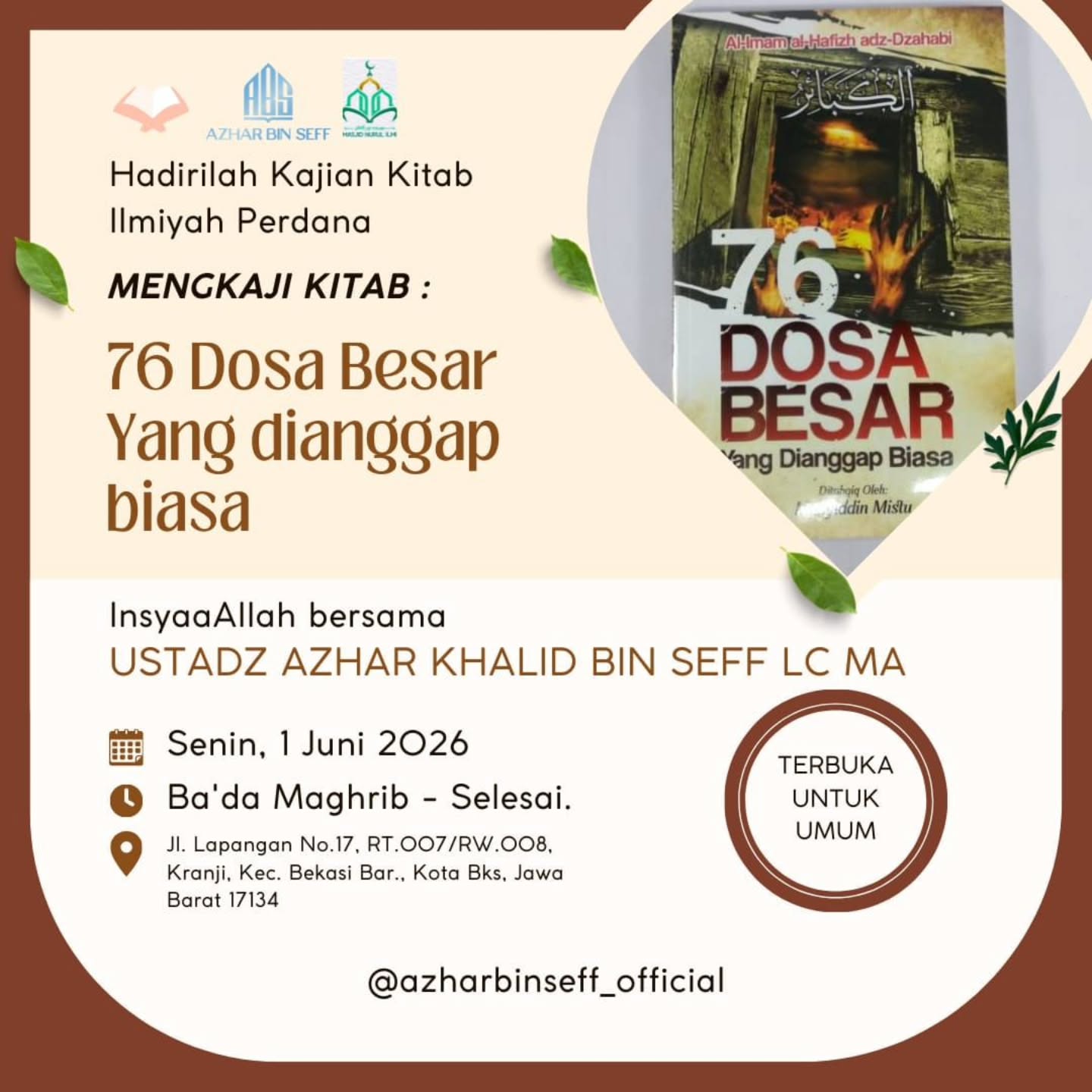 Hadirilah Kajian Kitab Ilmiyah Perdana