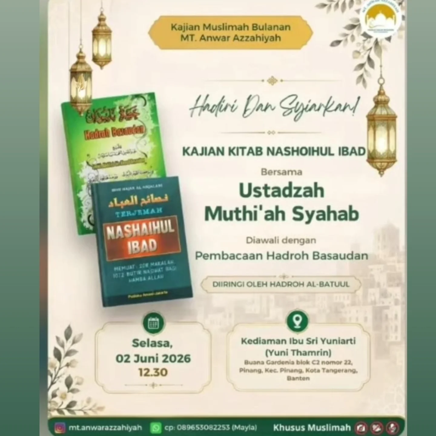 Kajian Muslimah Bulanan MT. Anwar Azzahiyah