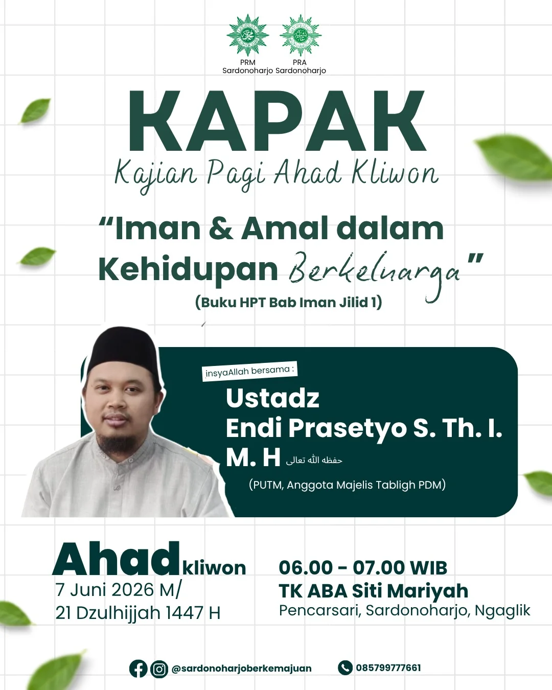KAJIAN PAGI AHAD KLIWON - KAPAK