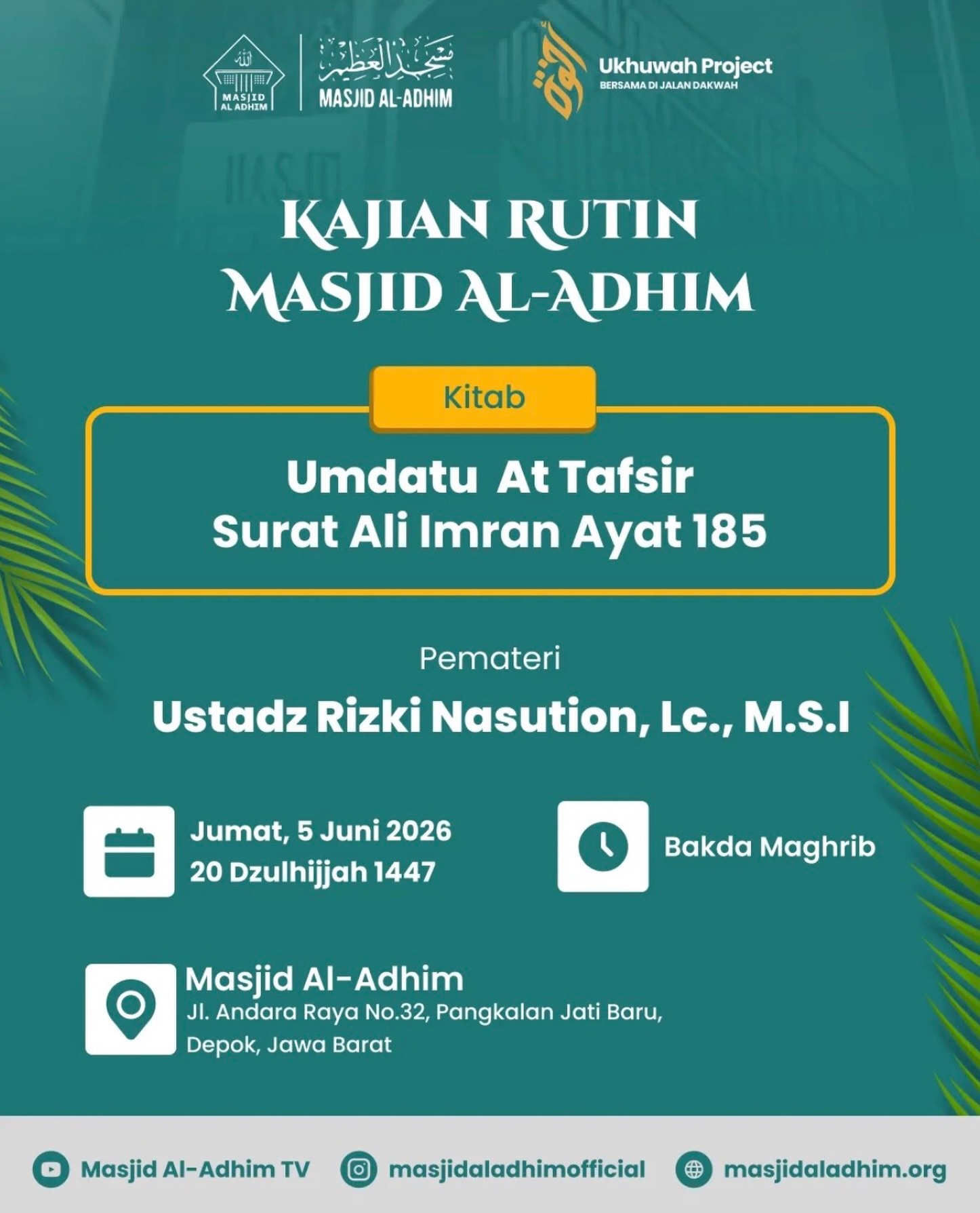 Kajian Rutin Masjid Al-Adhim