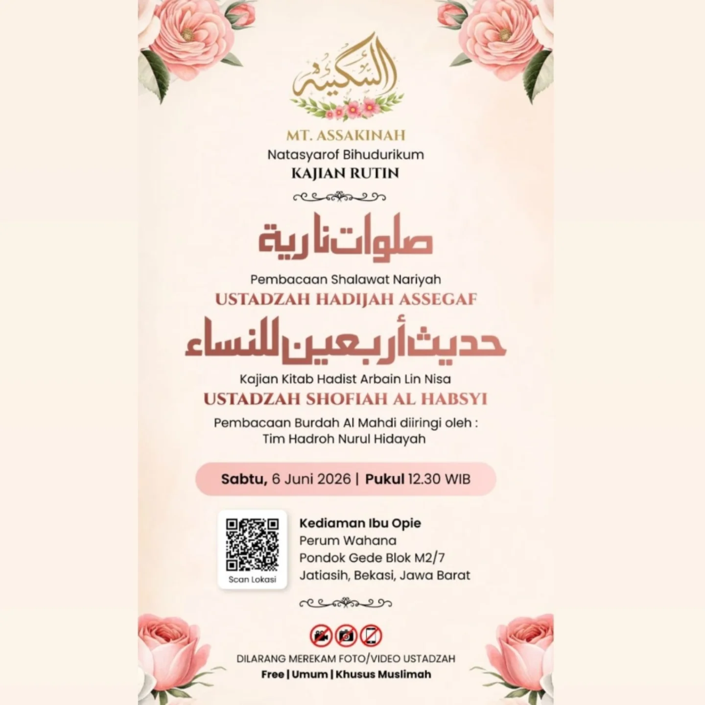 Solawat Nariyah dan Hadist Arbain untuk Wanita