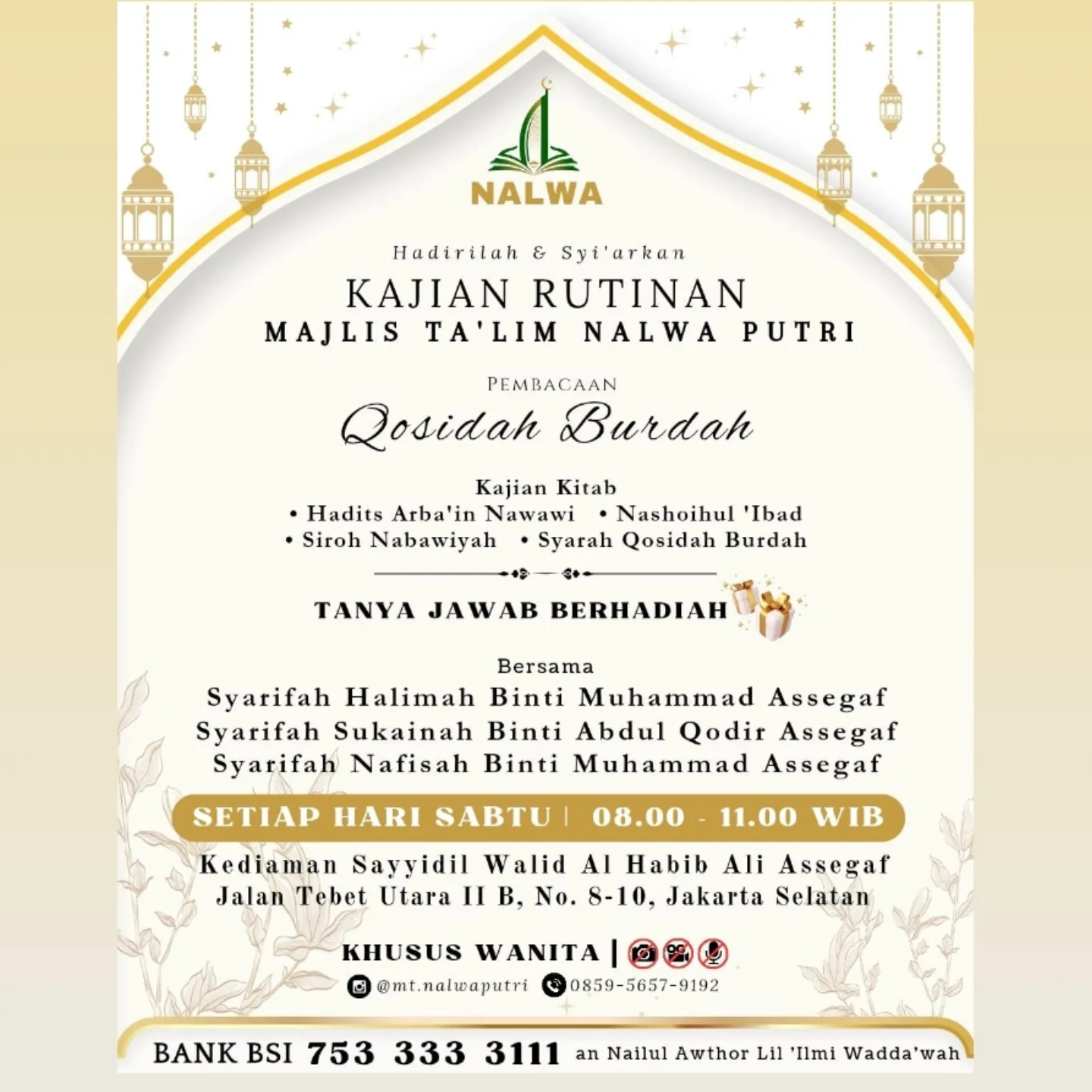 Kajian Rutinan Majlis Ta'lim Nalwa Putri