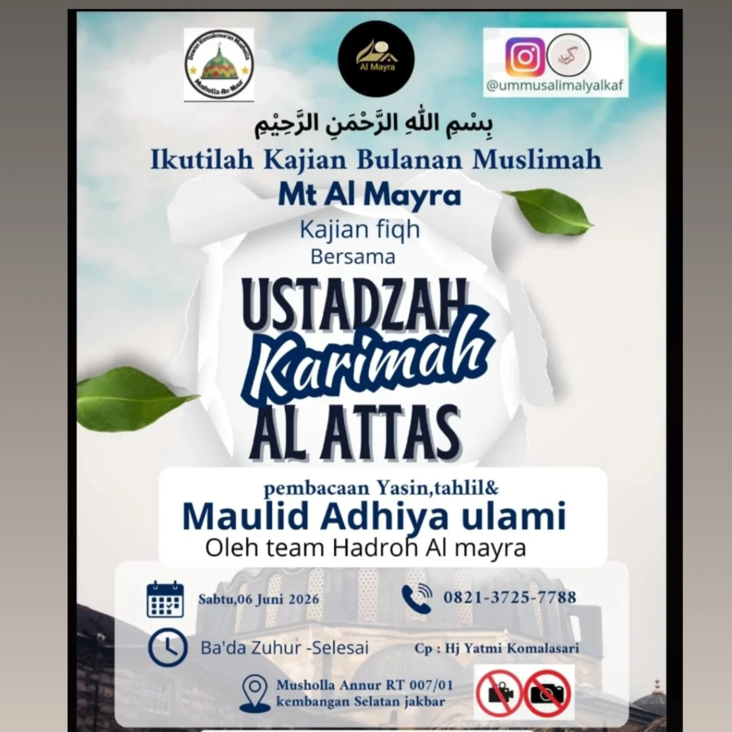 Kajian fiqh Bulanan Muslimah Mt Al Mayra