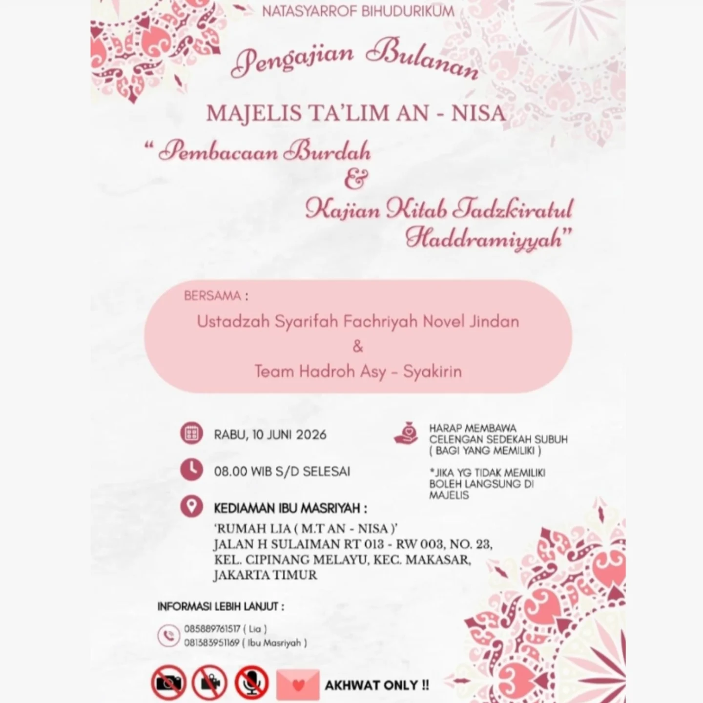 Pengajian Bulanan Majelis Ta’lim An-Nisa