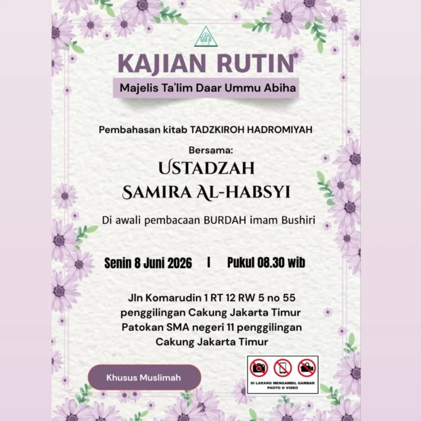Kajian Rutin Majelis Ta'im Daar Ummu Abiha