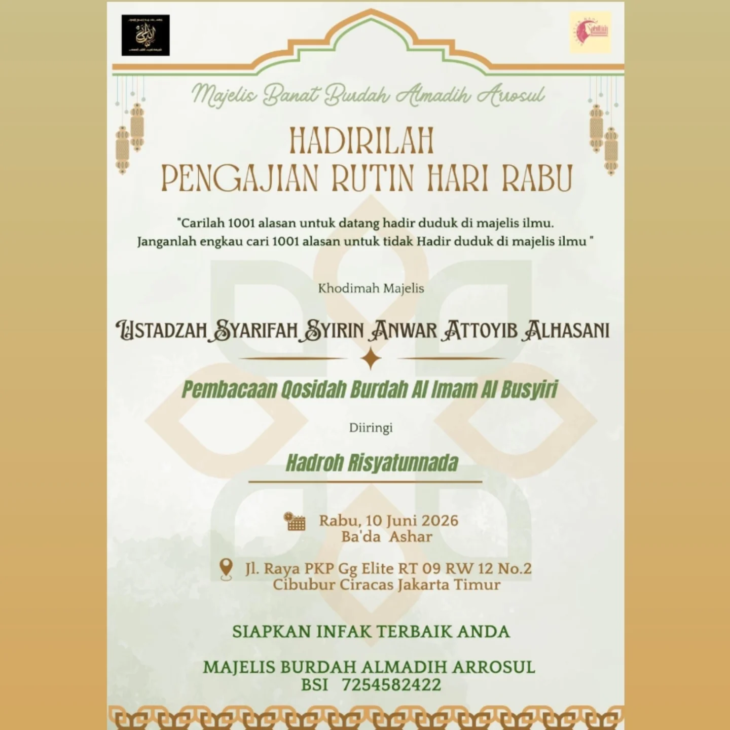 Hadirilah Pengajian Rutin Hari Rabu