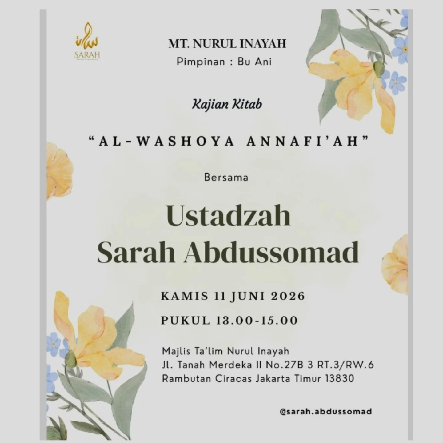 Kajian Kitab Al-Washoya Annafiah