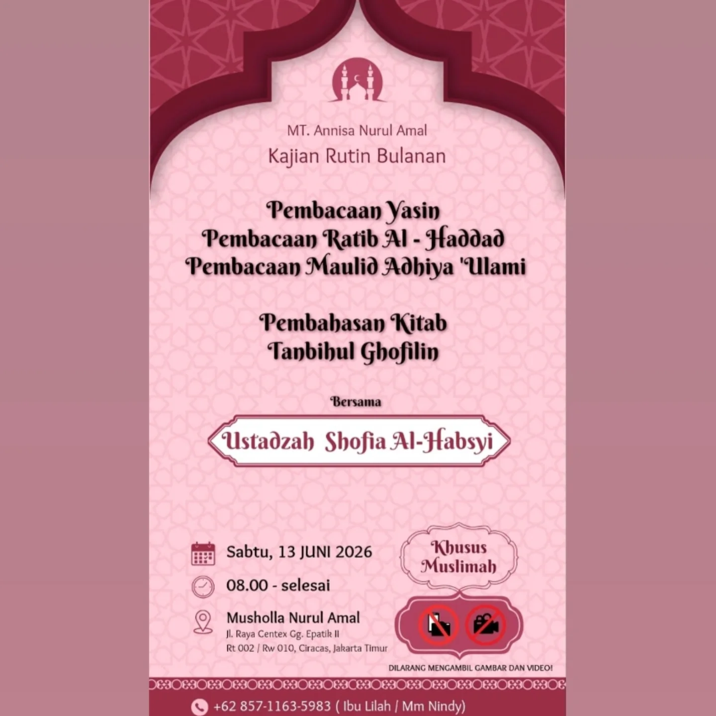 Kajian Rutin Bulanan MT. Annisa Nurul Amal