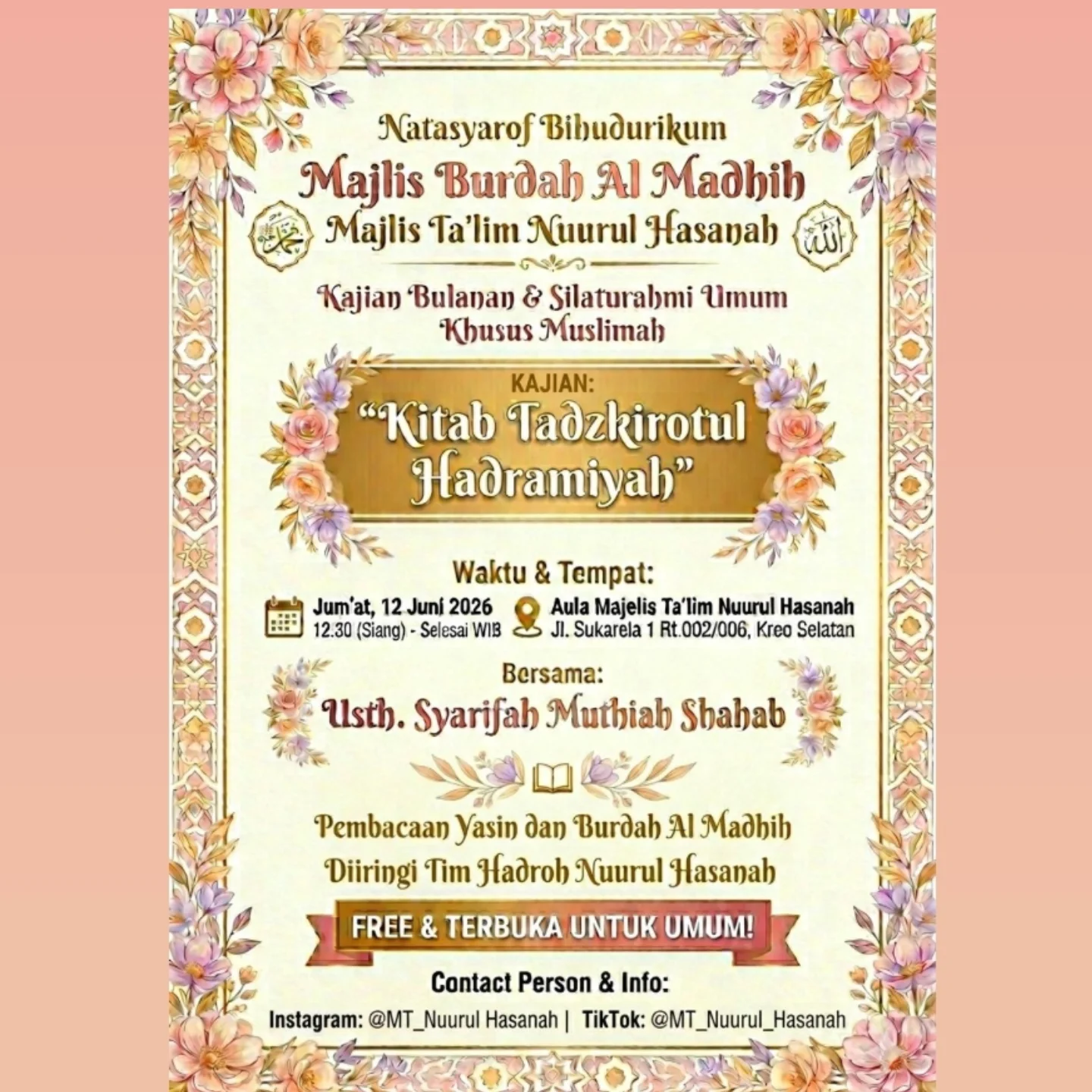 Kajian Bulanan & Silaturahmi Umum Khusus Muslimah