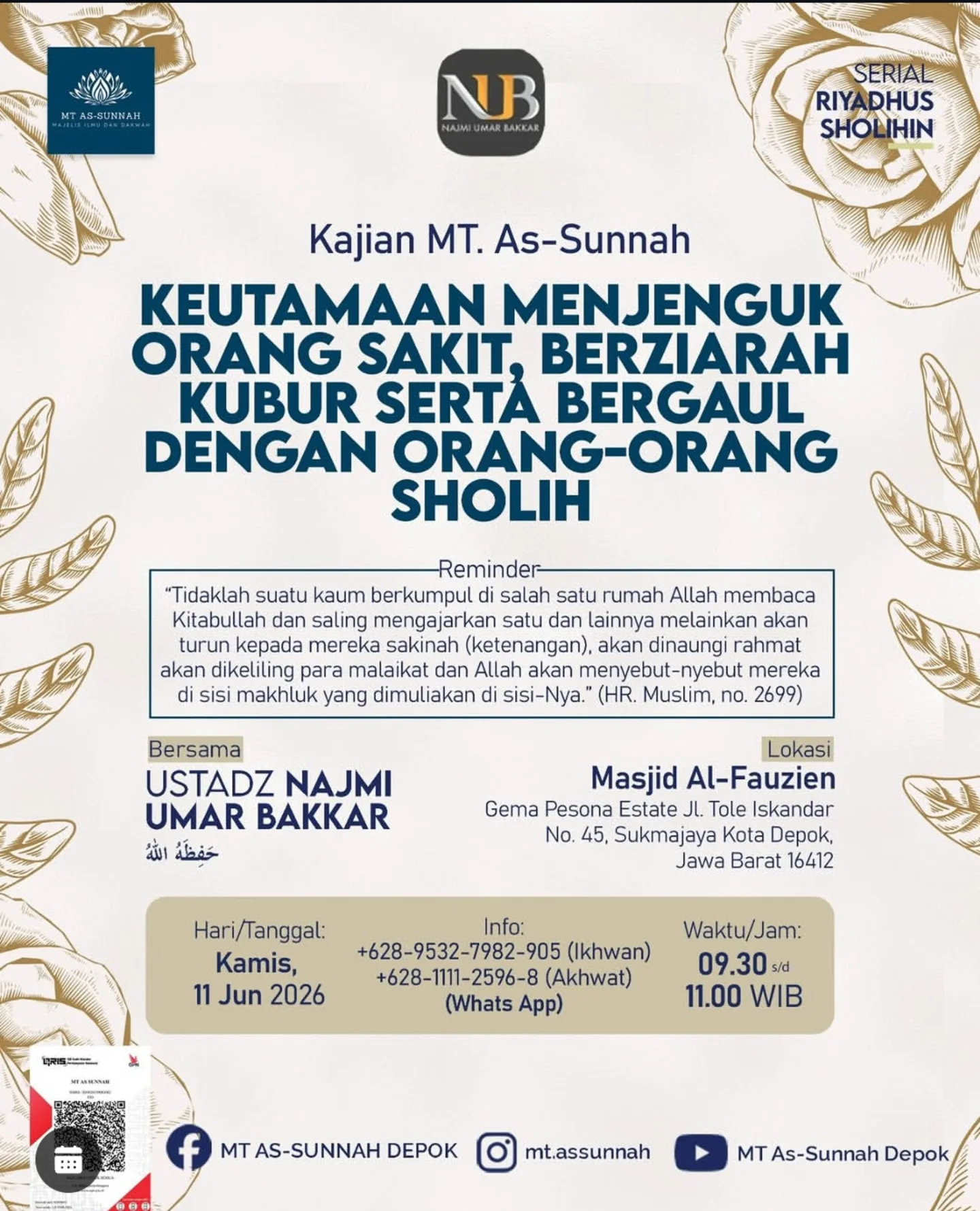 Keutamaan Menjenguk Orang Sakit, Berziarah Kubur Serta Bergaul Dengan Orang-Orang Sholih