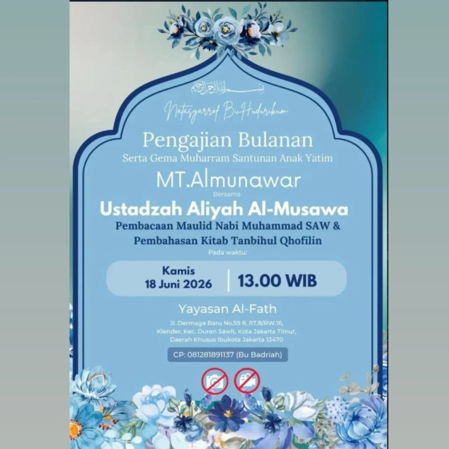 Pembacaan Maulid Nabi Muhammad SAW & Pembahasan Kitab Tanbihul Qhofilin