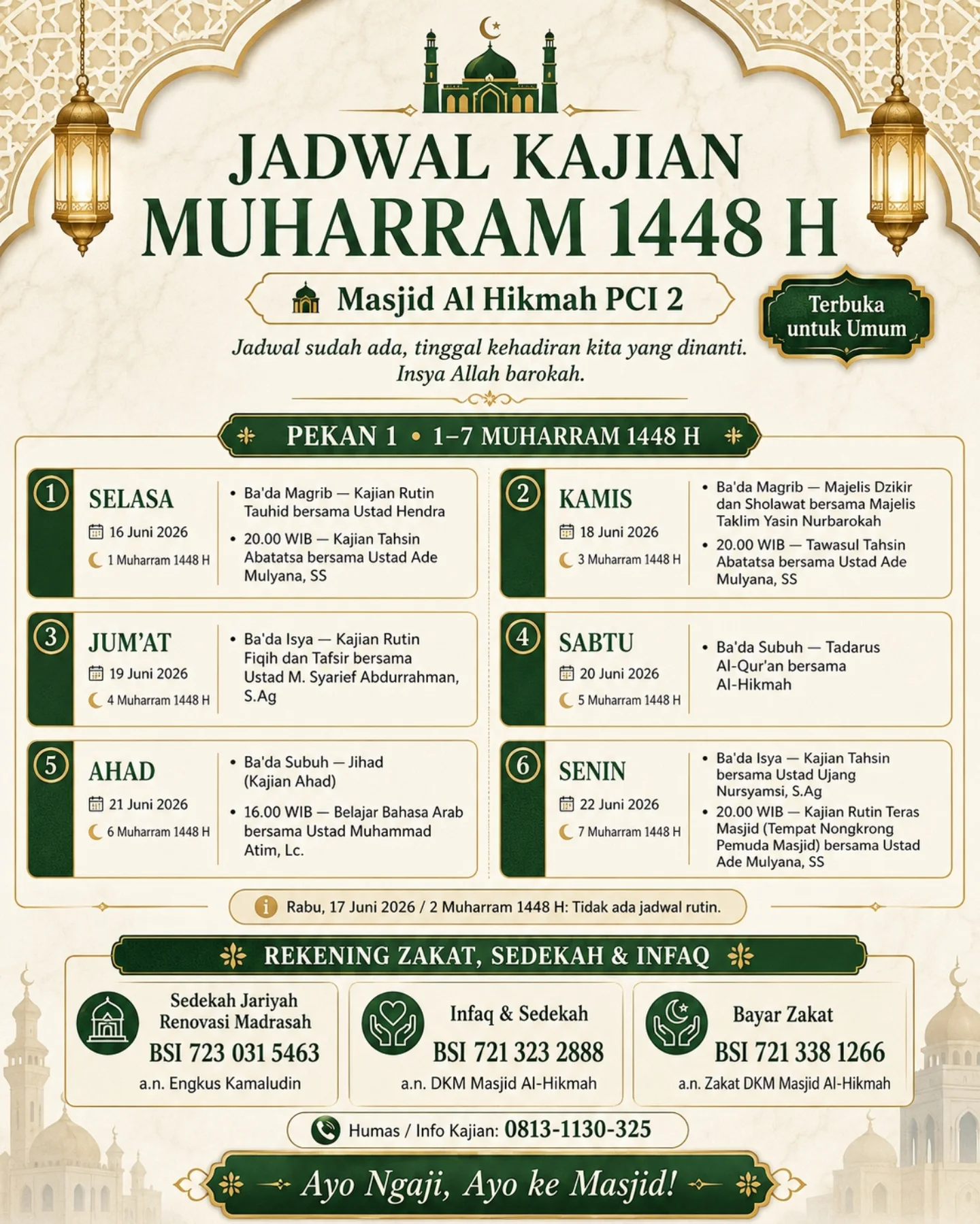 Jadwal Kajian Muharram 1448 H