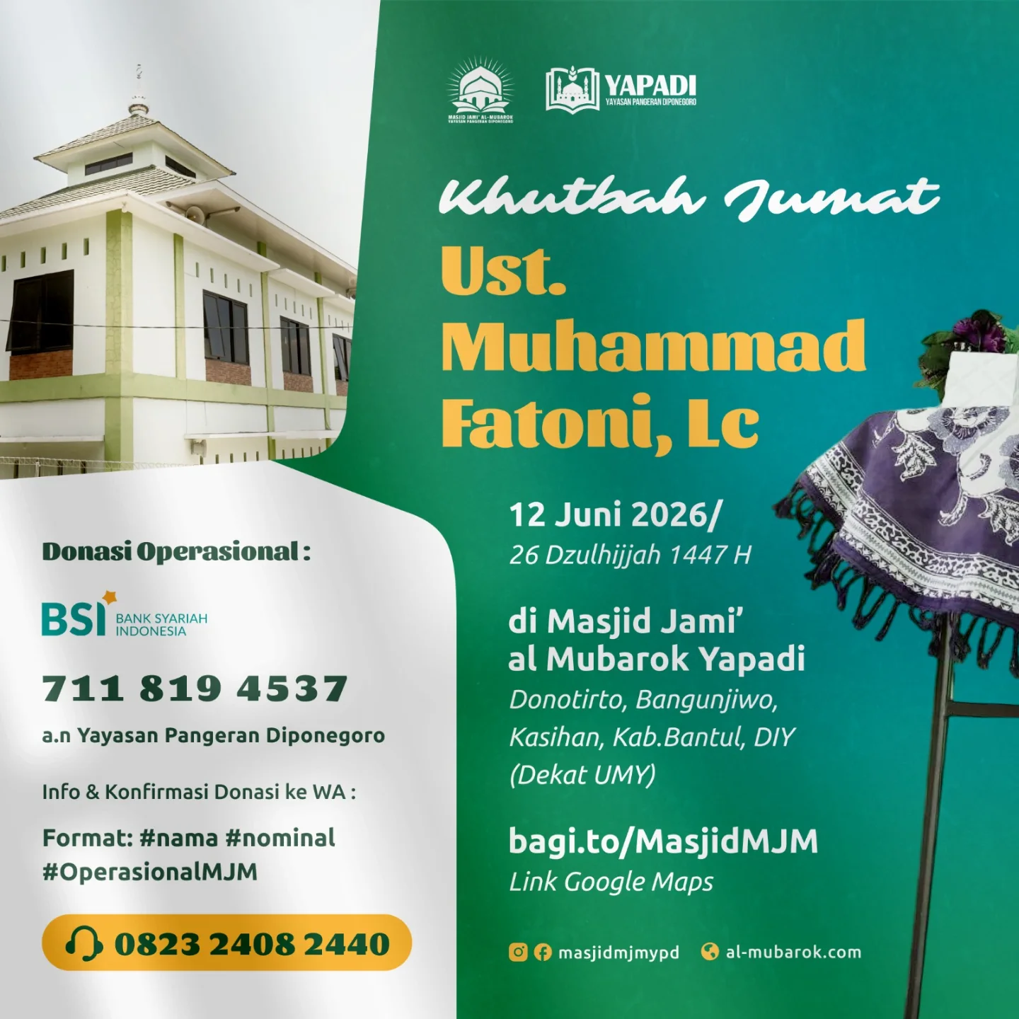 Khutbah Jumat di Masjid Jami’ Al-Mubarok Donotirto
