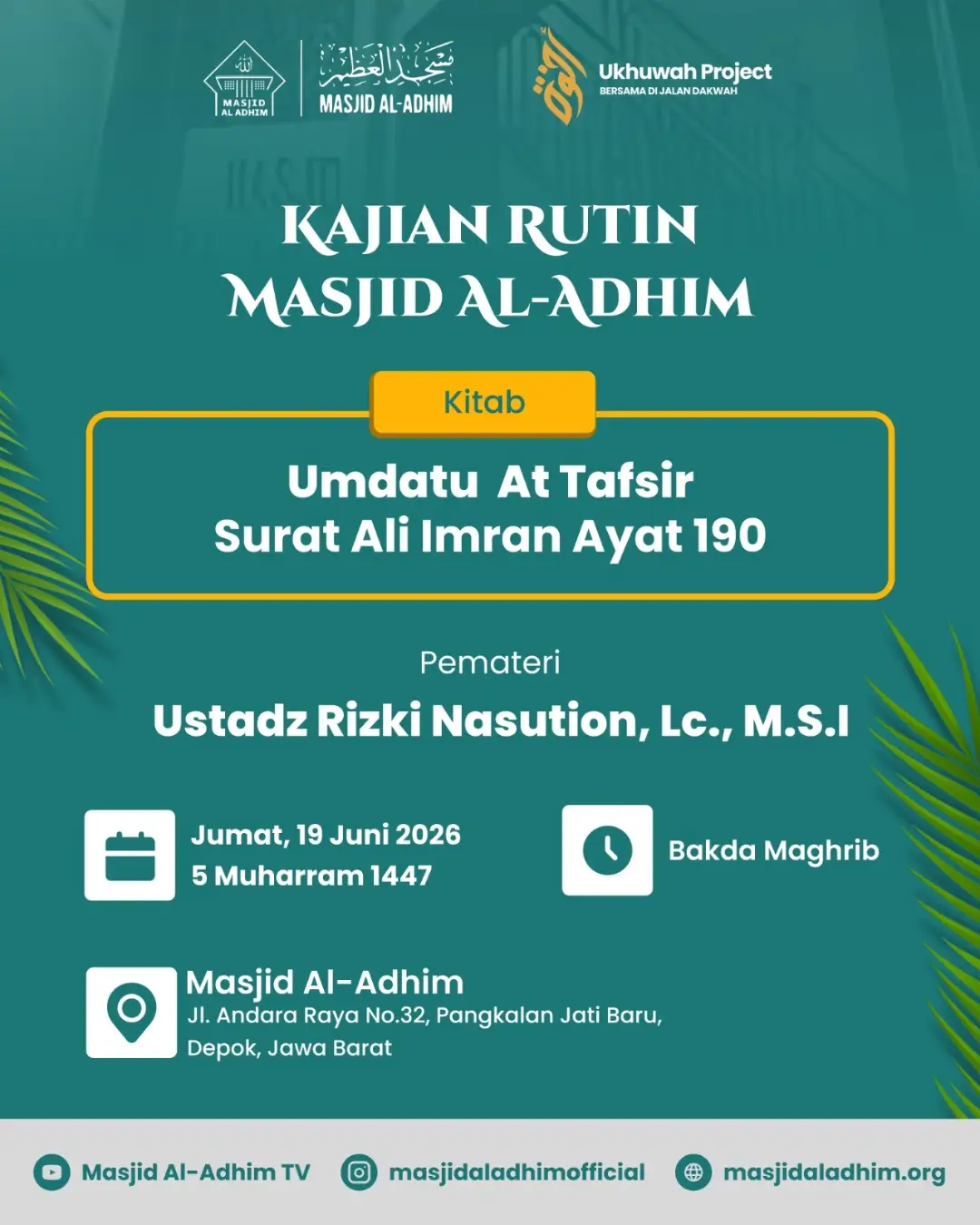 Kajian Rutin Masjid Al-Adhim