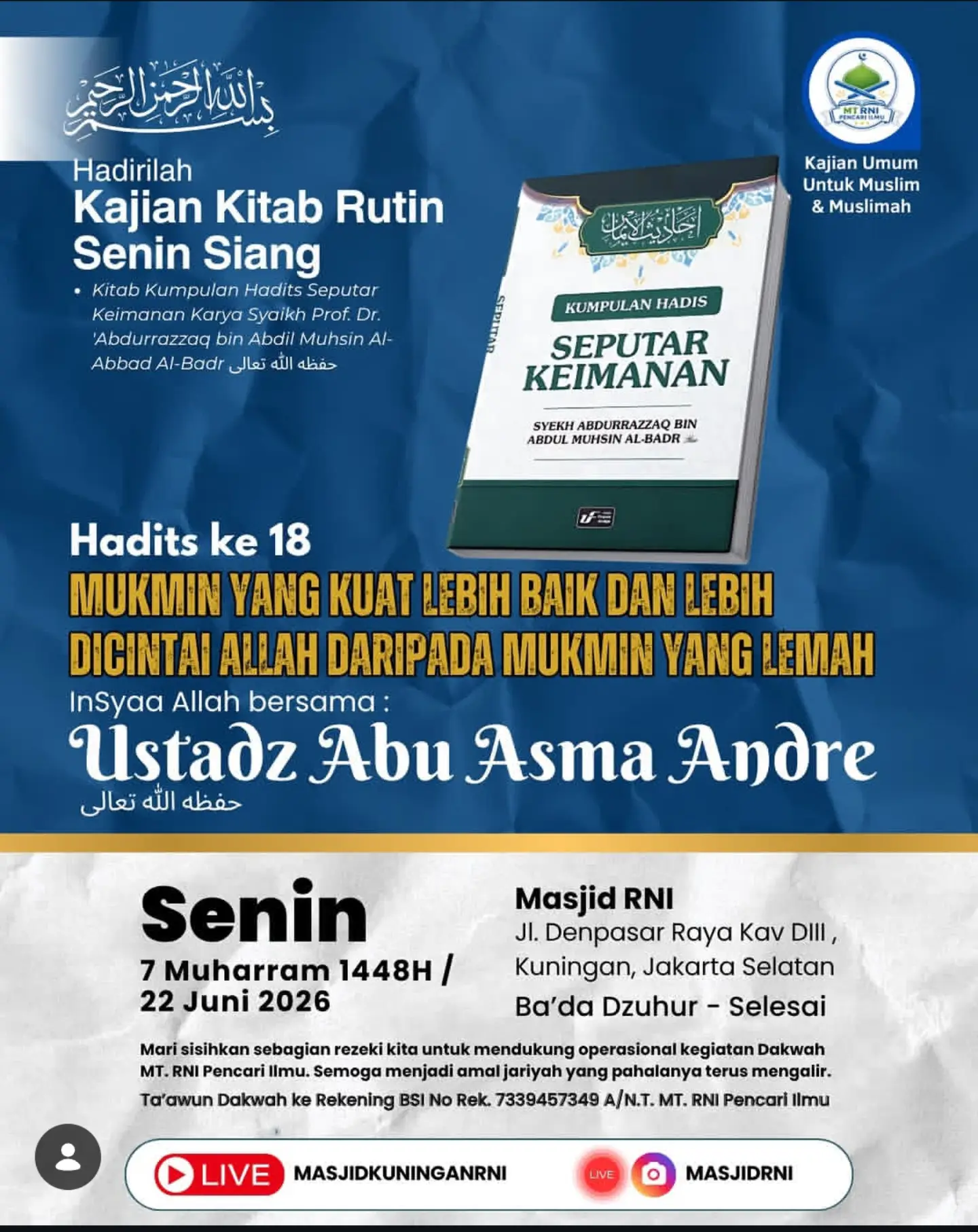 Hadits ke 18: Mukmin Yang Kuat Lebih Baik dan Lebih Dicintai Allah