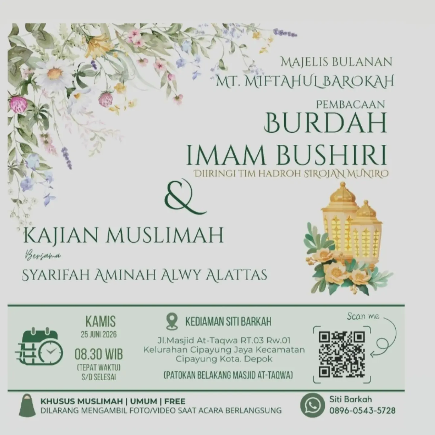 Kajian Muslimah Bersama Syarifah Aminah Alwy Alattas
