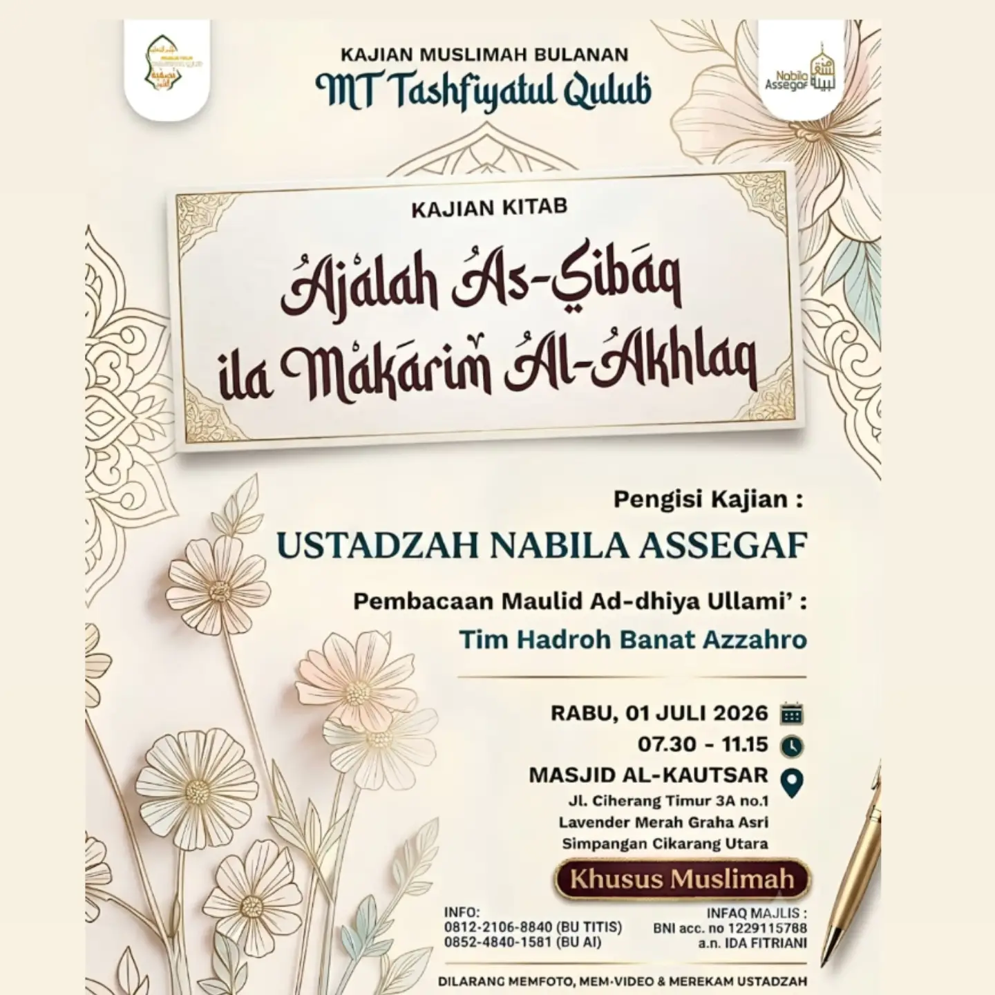 Kajian Kitab Ajalah As-Sibaq Ila Makārim Al-Akhlaq